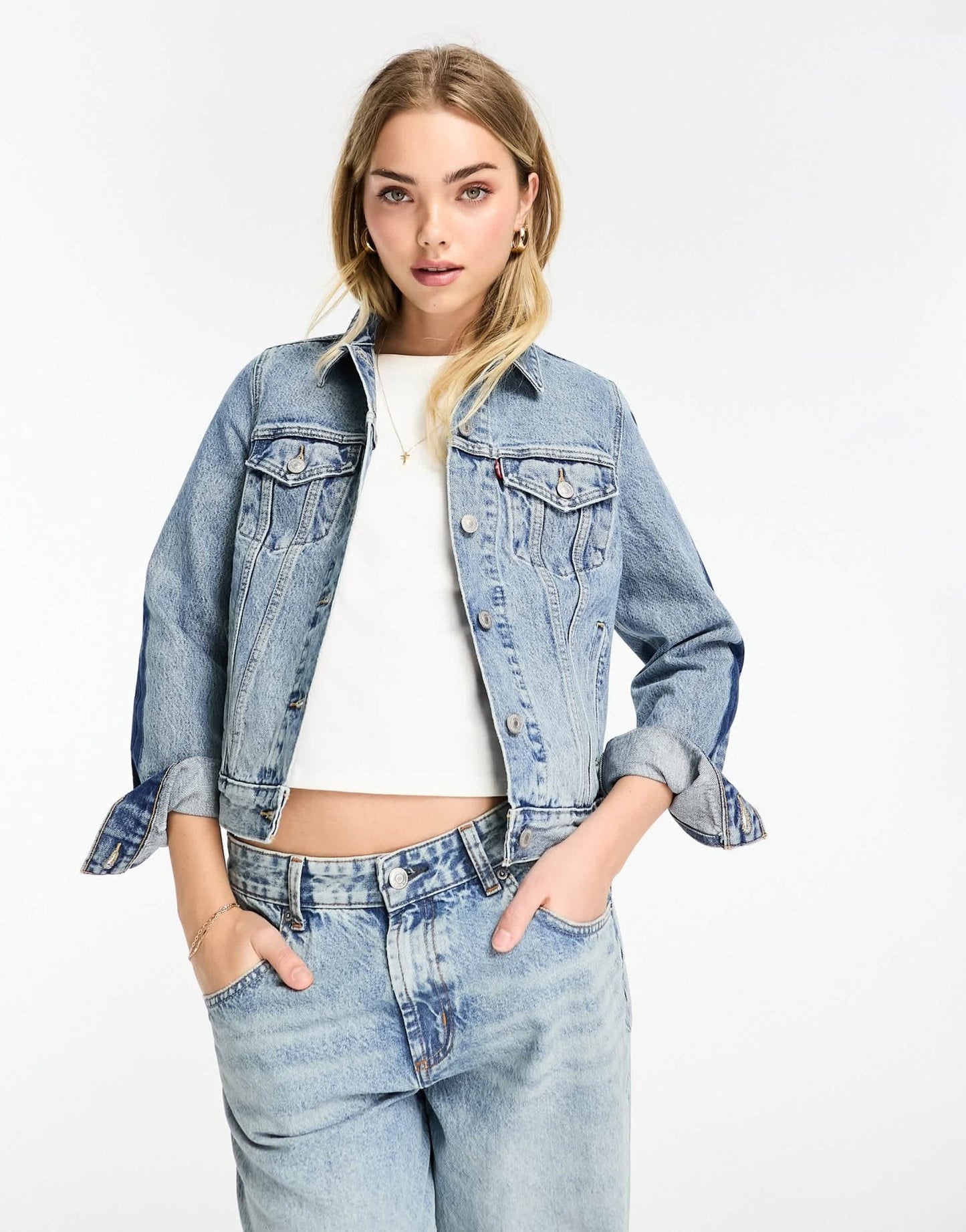 Levi's Original denim trucker jacket in light blue with side stripe - ASOS Sample Sale EU Store