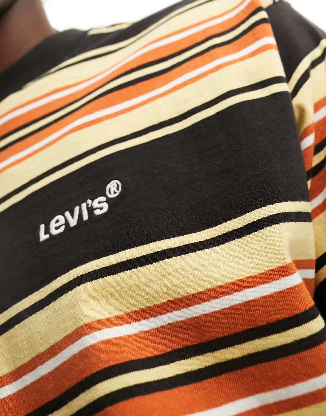 Levi's oversized stripe t-shirt with small logo in red yellow black - ASOS Sample Sale EU Store
