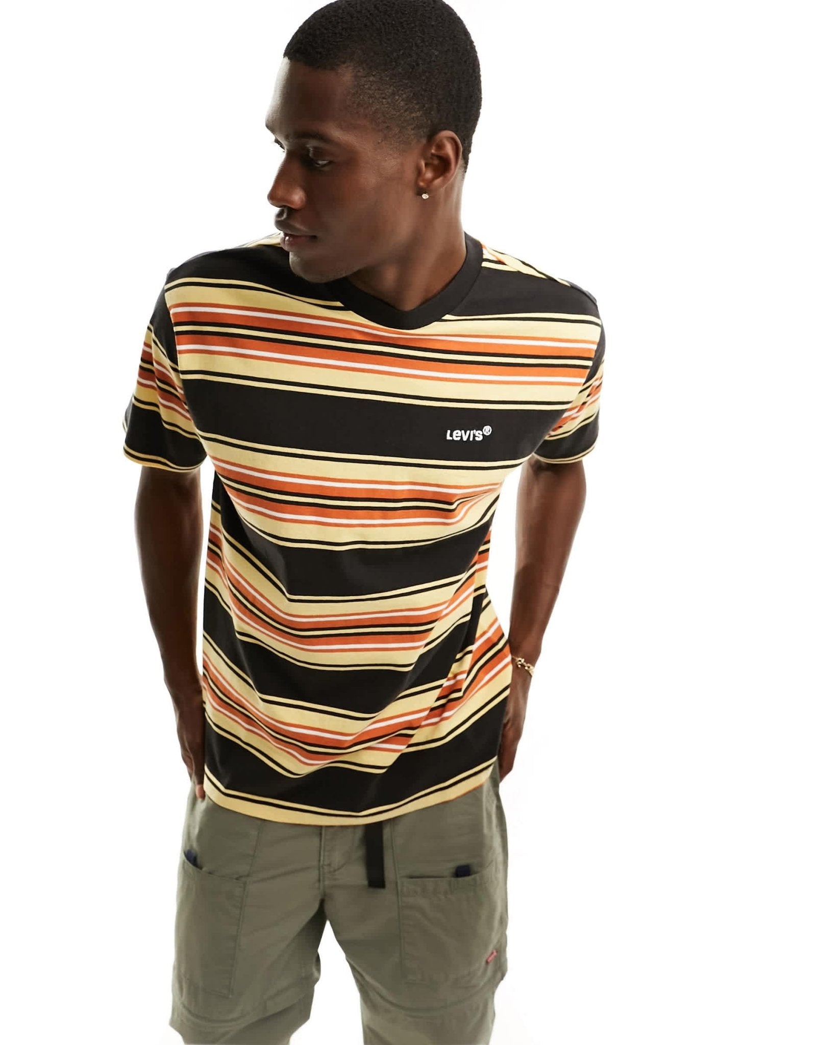 Levi's oversized stripe t-shirt with small logo in red yellow black - ASOS Sample Sale EU Store