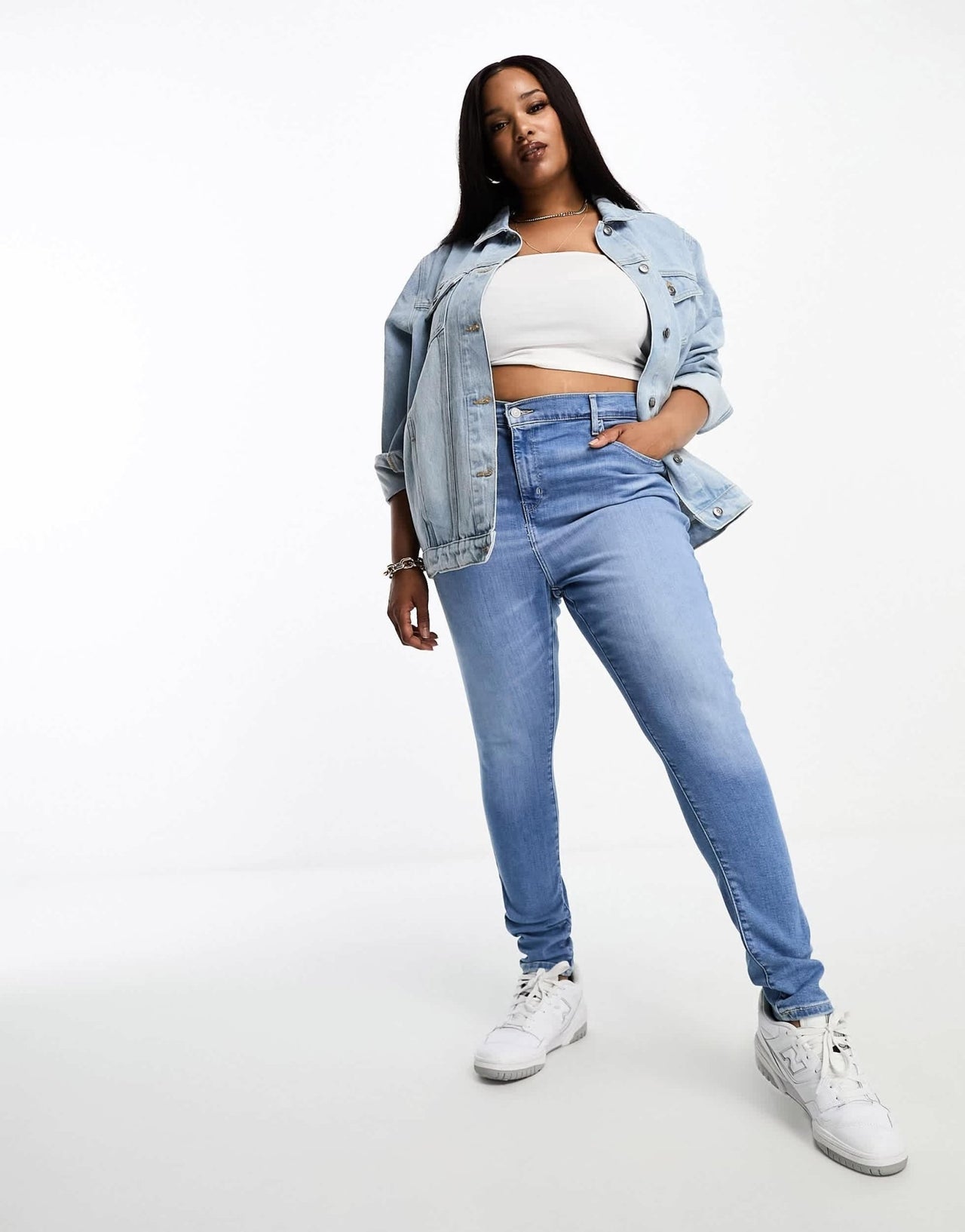Levi's Plus hirise super skinny jeans in light wash blue - ASOS Sample Sale EU Store