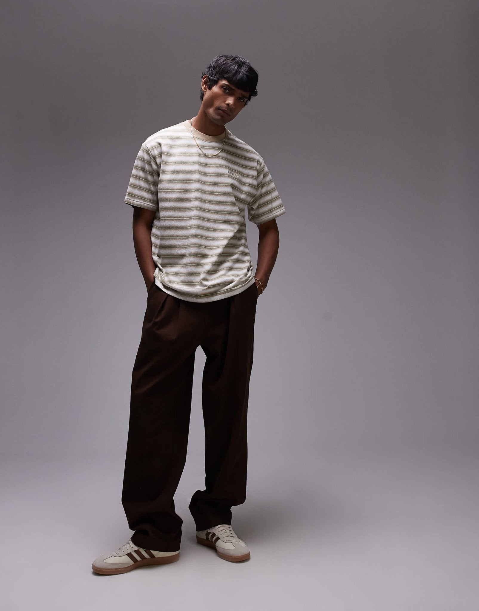 Levi's Red Tab vintage relaxed fit logo stripe t-shirt in mid green marl - ASOS Sample Sale EU Store