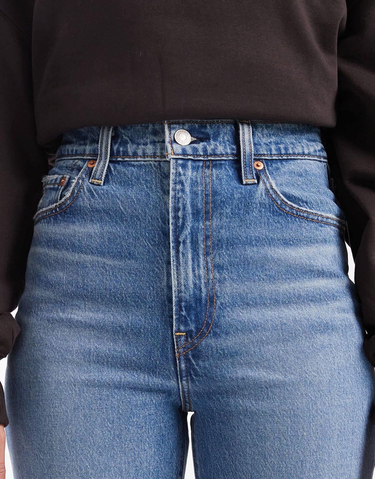 Levi's ribcage bells high rise flare jeans in light blue - ASOS Sample Sale EU Store