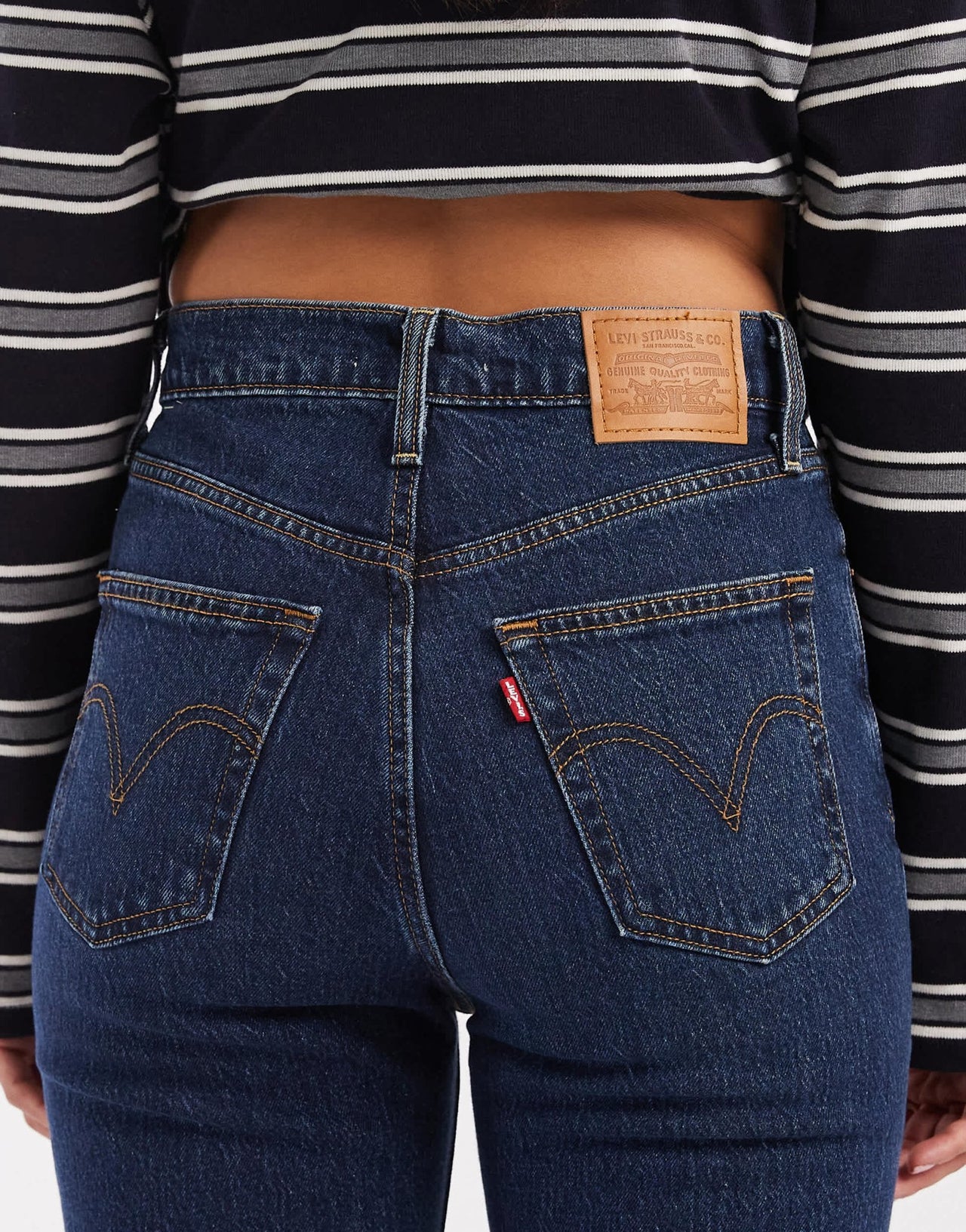 Levi's ribcage bells high rise flare jeans in mid blue - ASOS Sample Sale EU Store