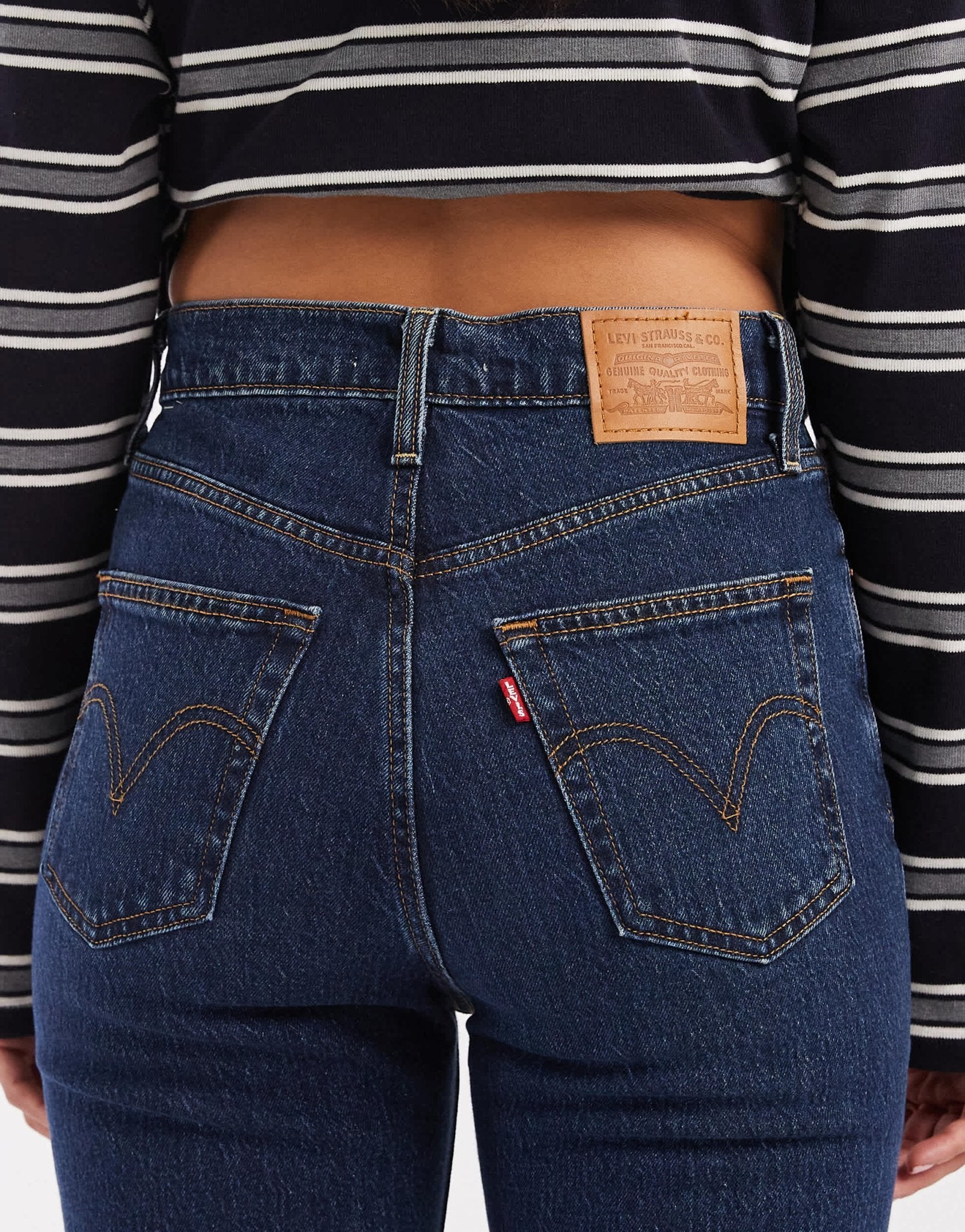 Levi's ribcage bells high rise flare jeans in mid blue - ASOS Sample Sale EU Store