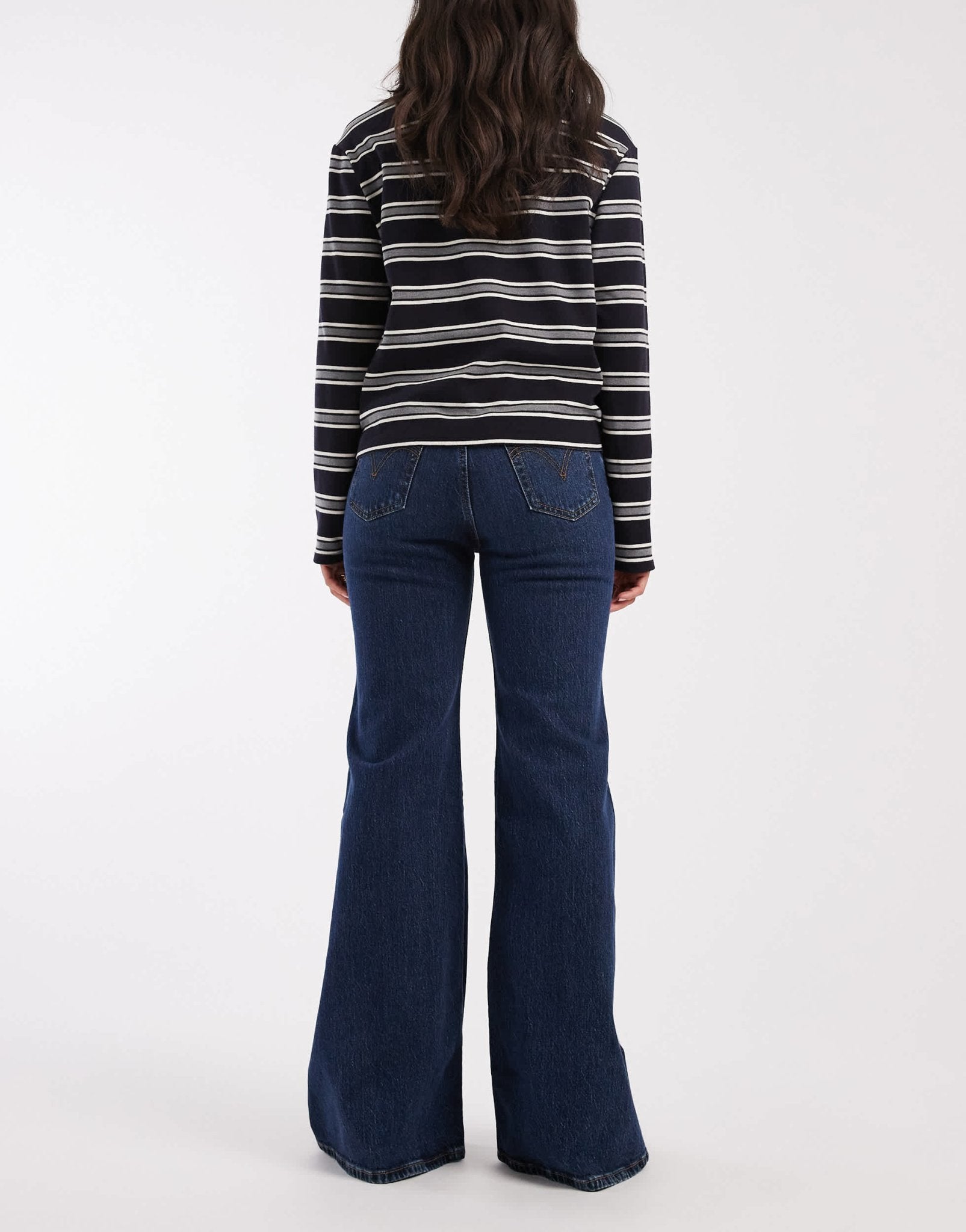 Levi's ribcage bells high rise flare jeans in mid blue - ASOS Sample Sale EU Store