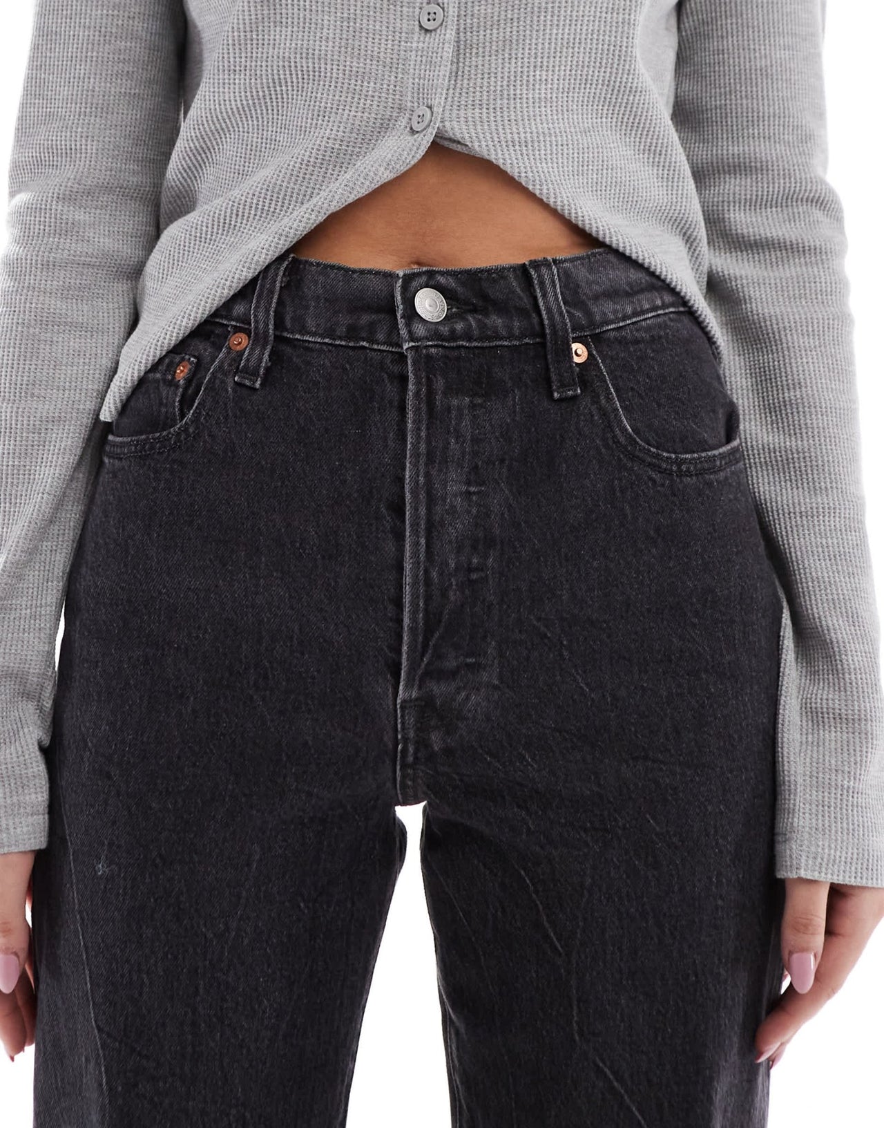 Levi's ribcage straight ankle jean in washed black - ASOS Sample Sale EU Store