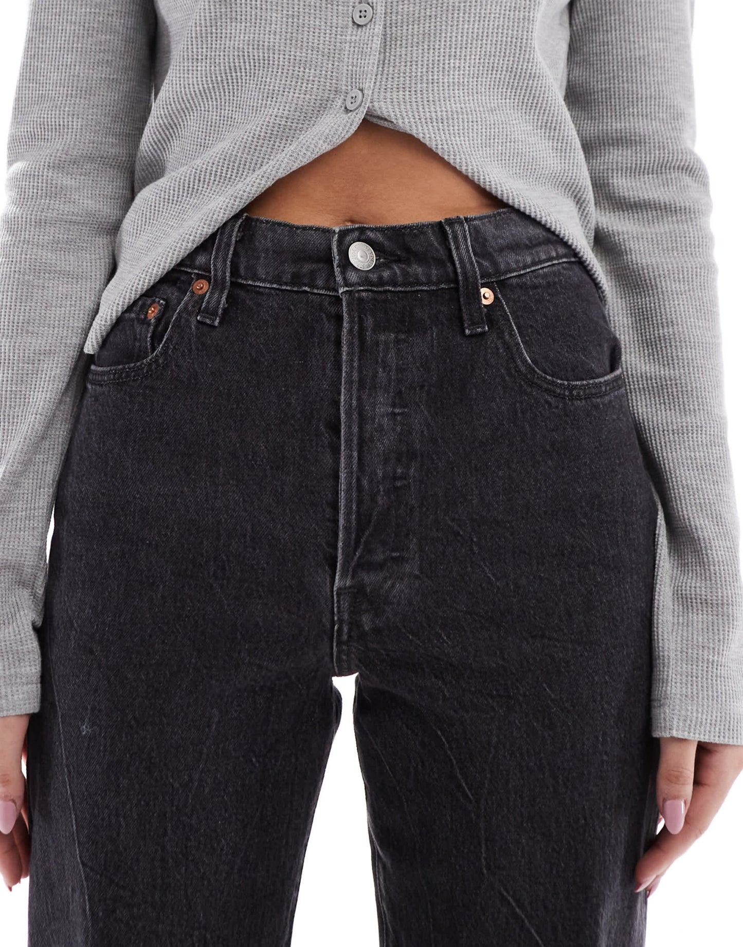 Levi's ribcage straight ankle jean in washed black - ASOS Sample Sale EU Store
