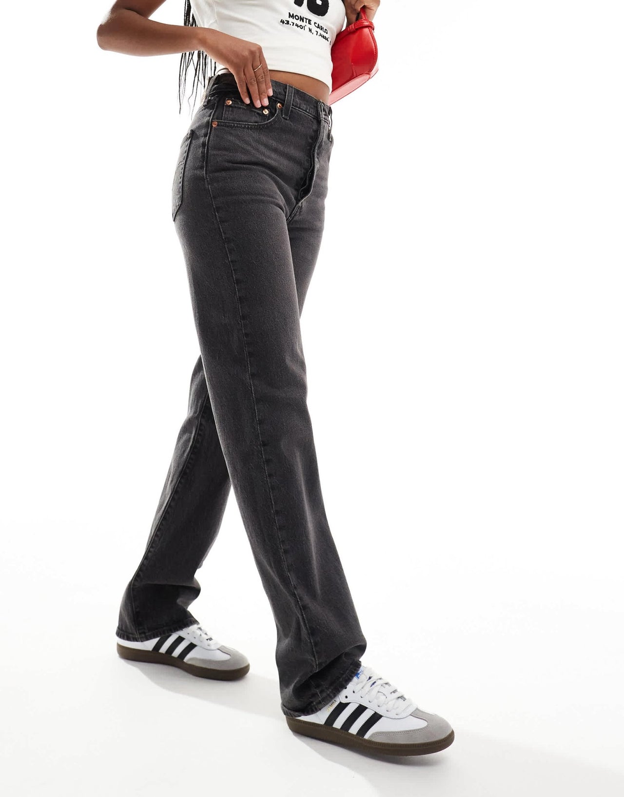 Levi's ribcage straight full length jeans in washed black - ASOS Sample Sale EU Store