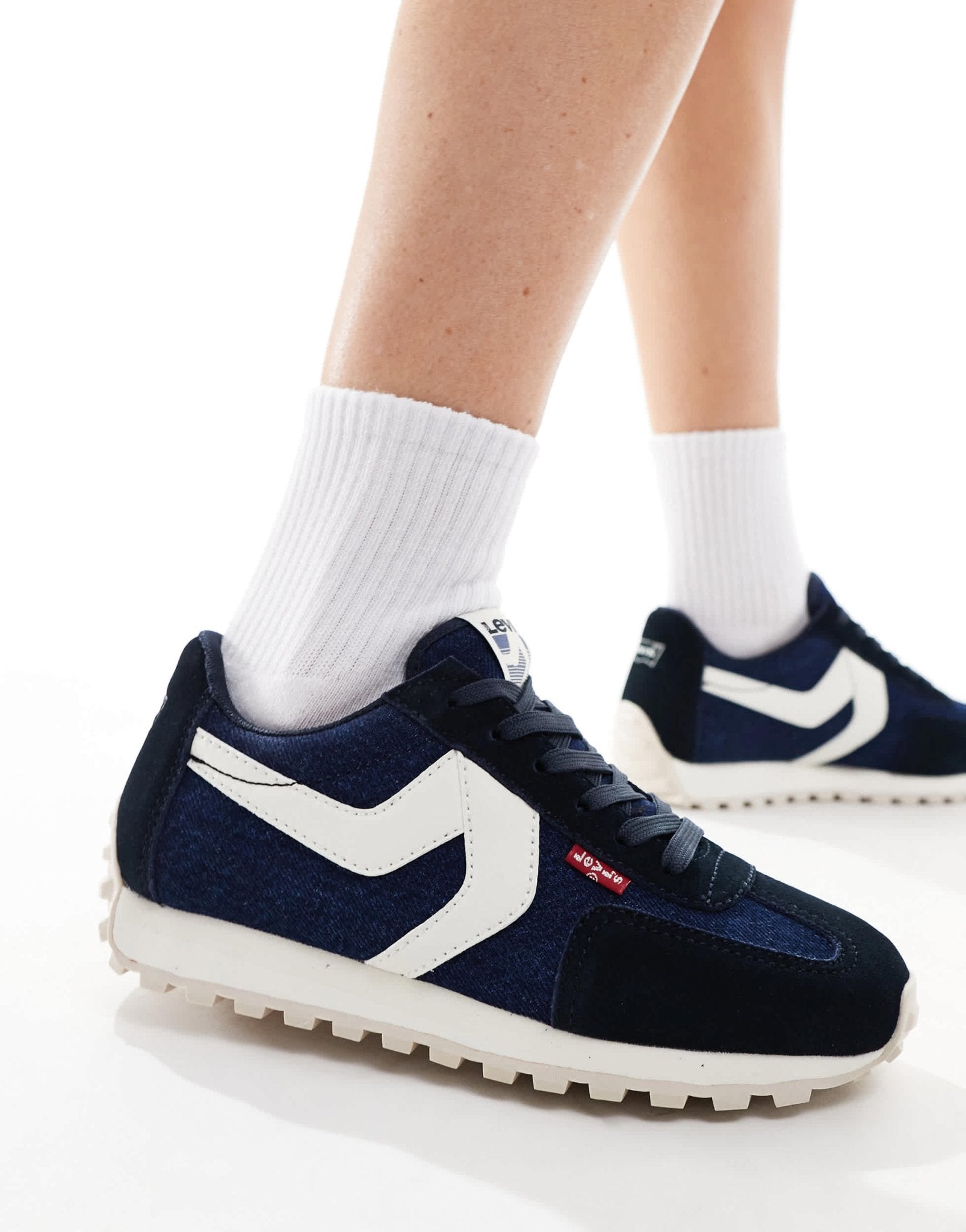 Levi's Stryder trainers with red tab logo in navy denim - ASOS Sample Sale EU Store