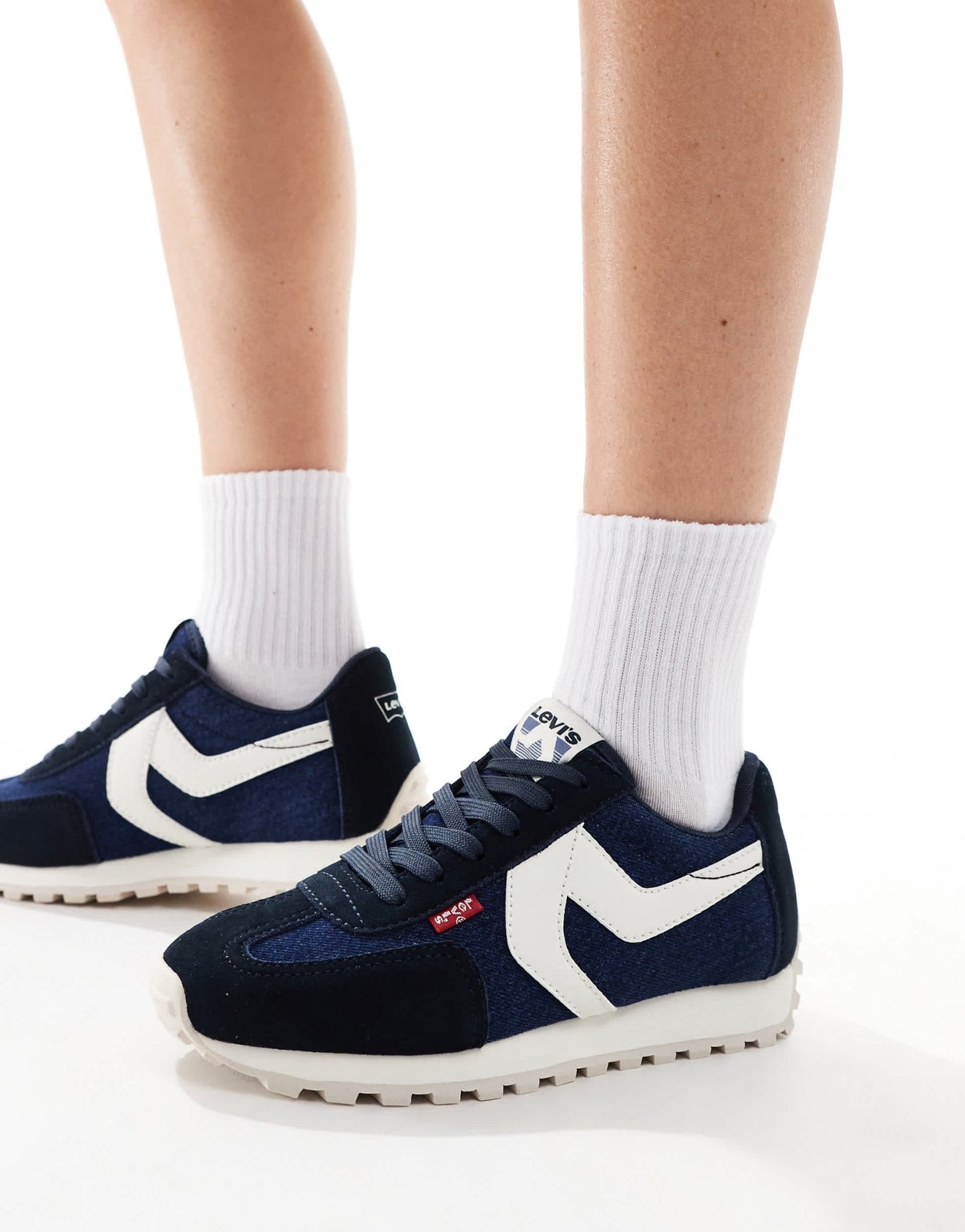 Levi's Stryder trainers with red tab logo in navy denim - ASOS Sample Sale EU Store