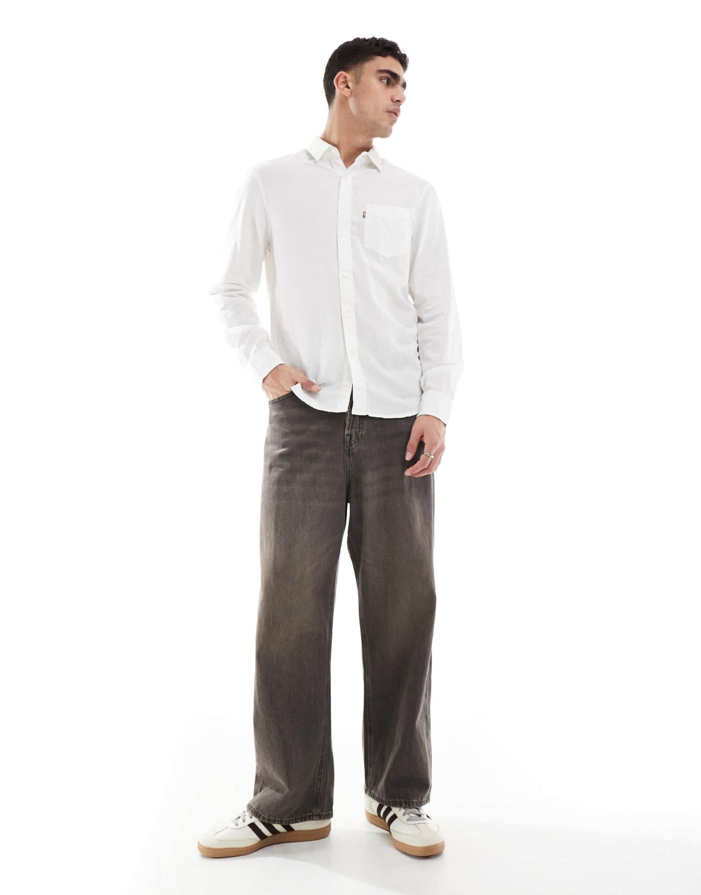 Levi's sunset 1 pocket linen cotton mix shirt regular fit in white - ASOS Sample Sale EU Store