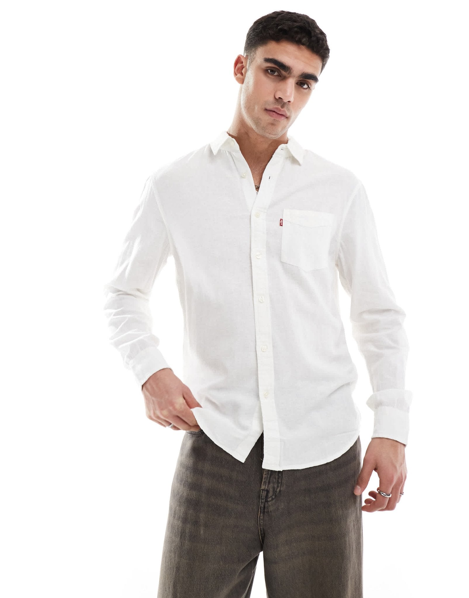 Levi's sunset 1 pocket linen cotton mix shirt regular fit in white - ASOS Sample Sale EU Store