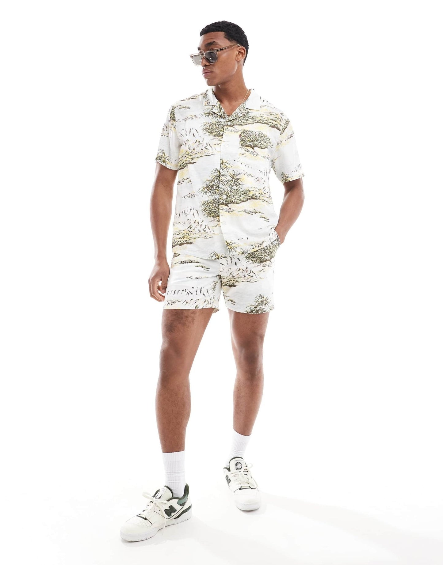 Levi's Sunset Camp short sleeve scenic print shirt in egret cream CO - ORD - ASOS Sample Sale EU Store