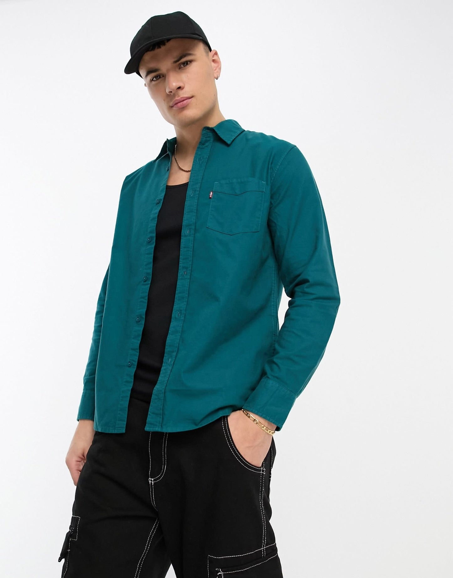 Levi's Sunset pocket shirt in green with logo - ASOS Sample Sale EU Store