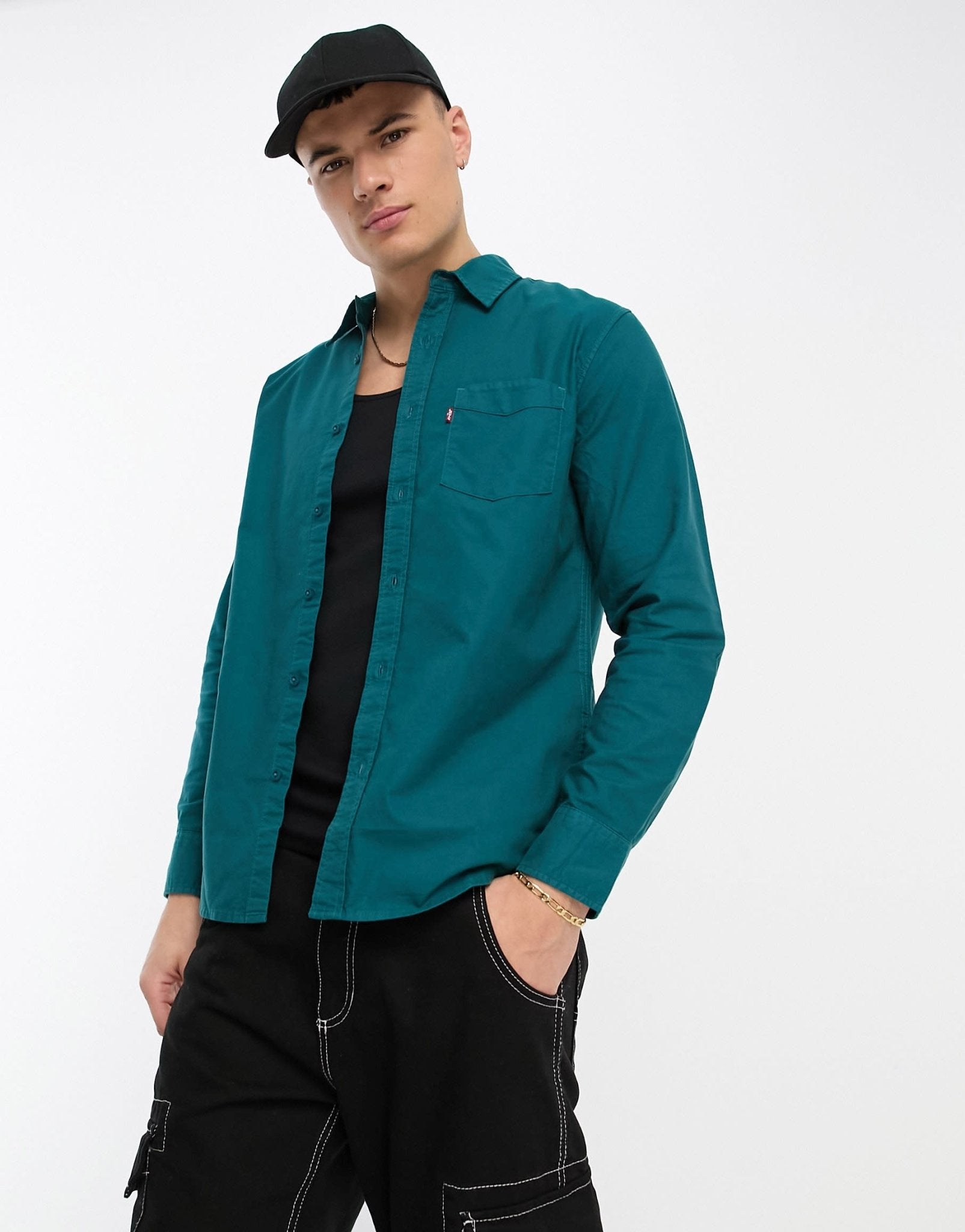 Levi's Sunset pocket shirt in green with logo - ASOS Sample Sale EU Store
