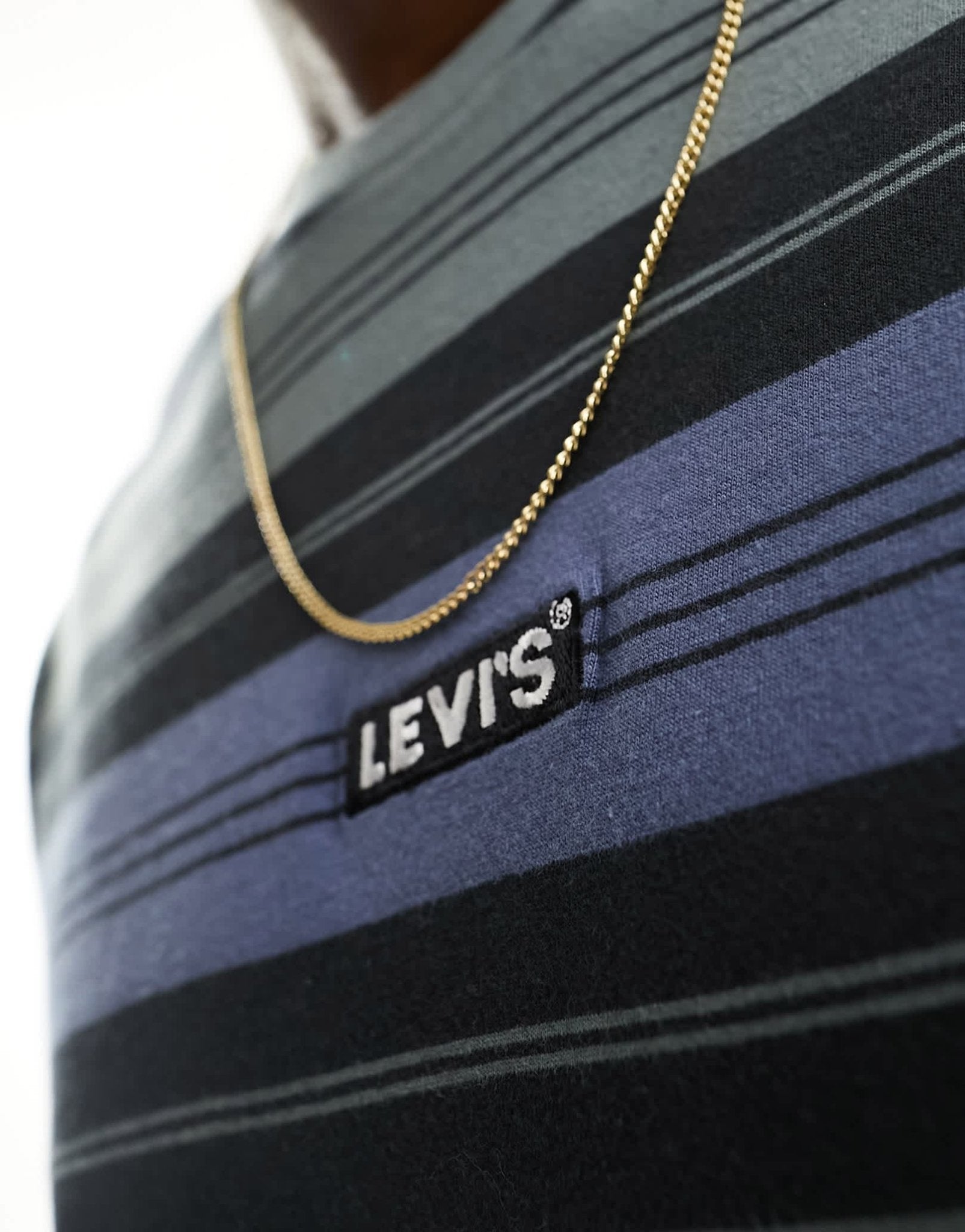 Levi's t-shirt with small boxtab in blue stripe - ASOS Sample Sale EU Store