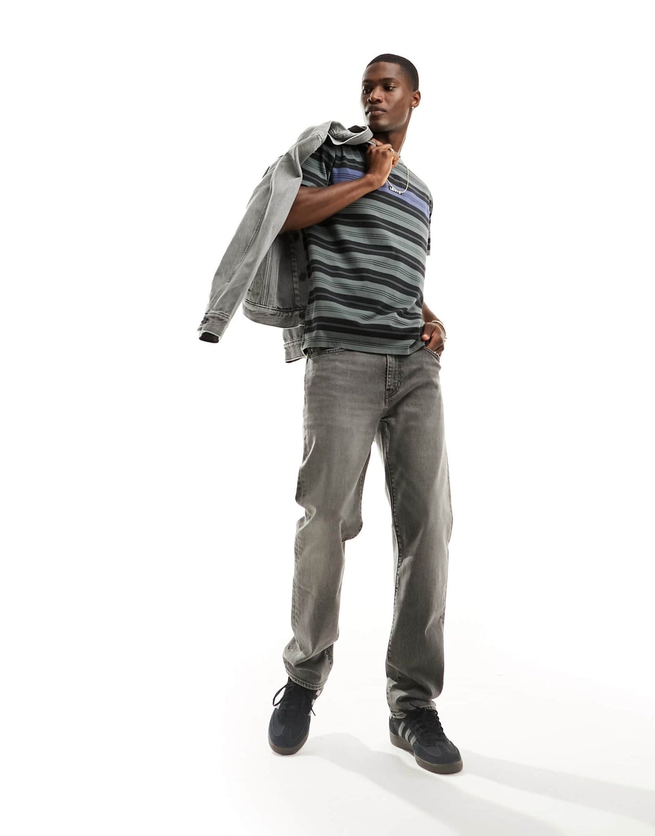 Levi's t-shirt with small boxtab in blue stripe - ASOS Sample Sale EU Store