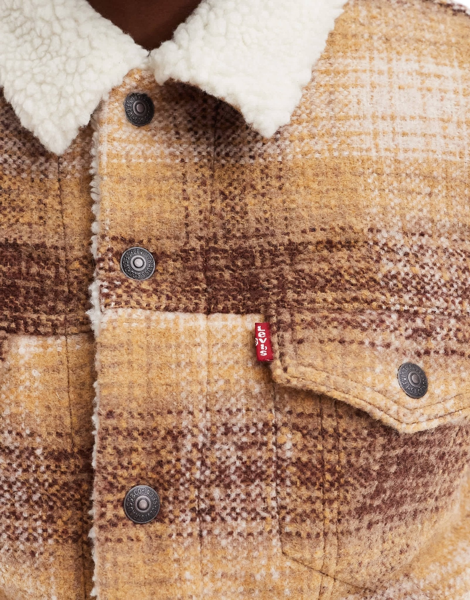 Levi's Type 3 check sherpa borg lined trucker jacket in brown - ASOS Sample Sale EU Store