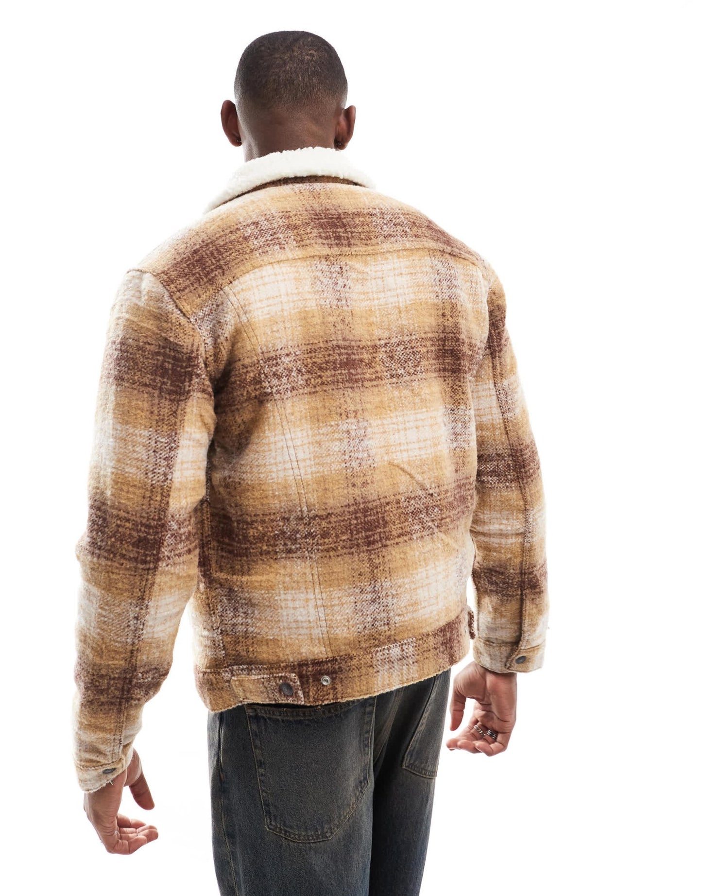 Levi's Type 3 check sherpa borg lined trucker jacket in brown - ASOS Sample Sale EU Store