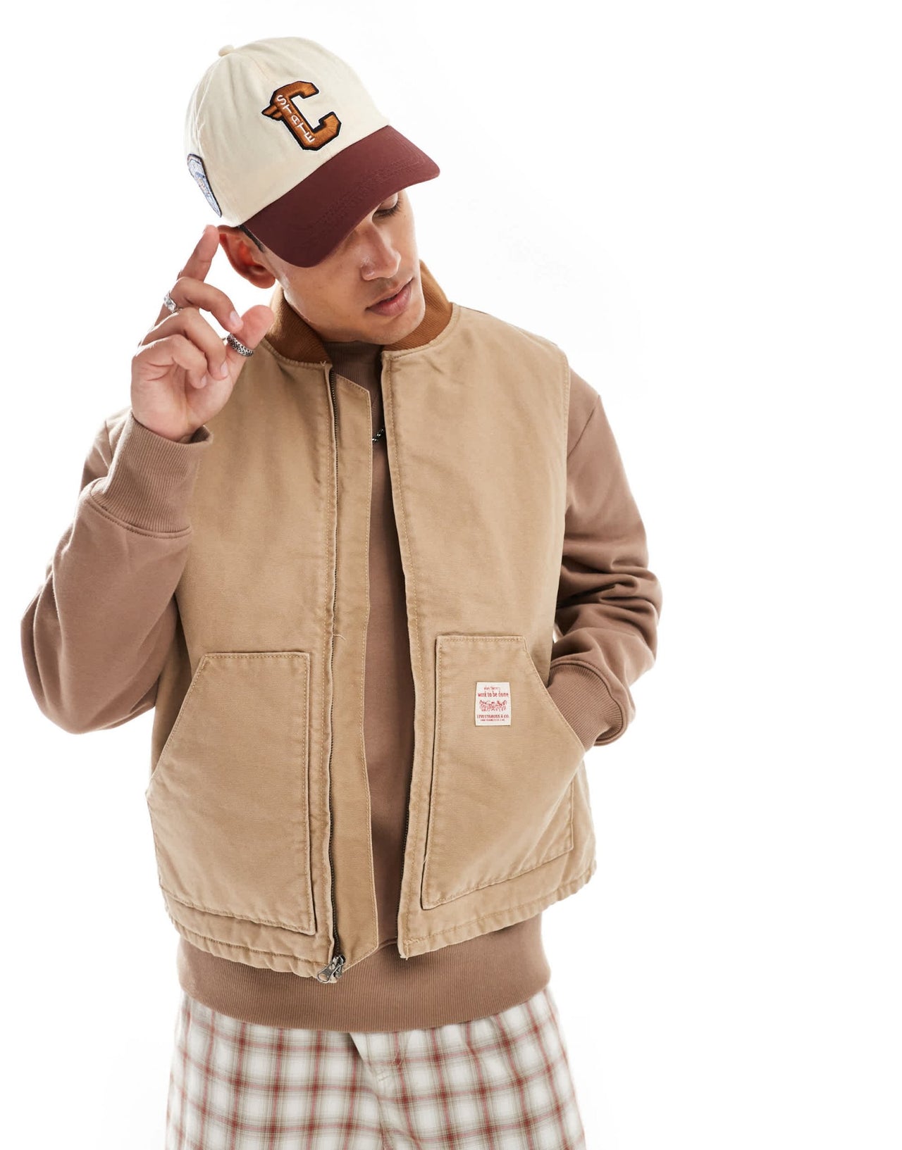 Levi's Workwear Sansome padded canvas vest in beige - ASOS Sample Sale EU Store