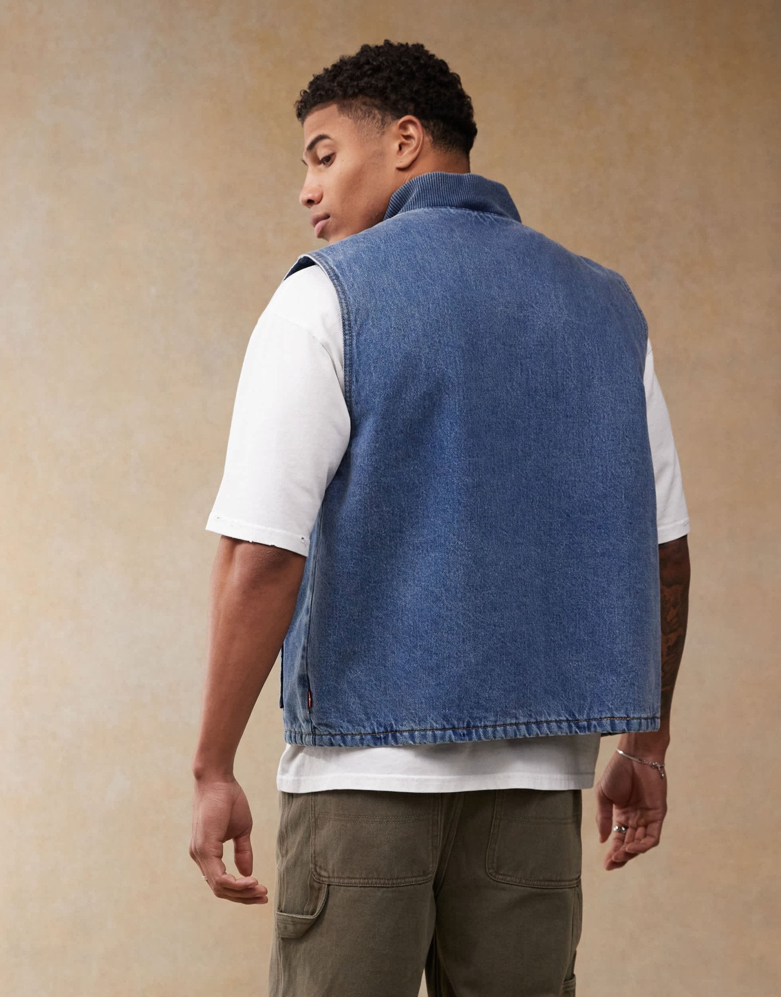 Levi's Workwear Sansome padded denim vest in mid wash blue - ASOS Sample Sale EU Store