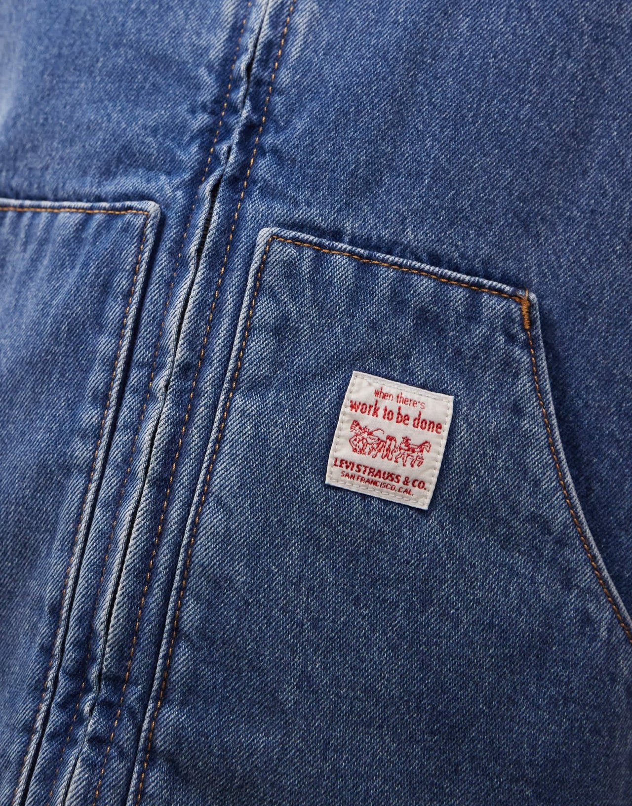 Levi's Workwear Sansome padded denim vest in mid wash blue - ASOS Sample Sale EU Store
