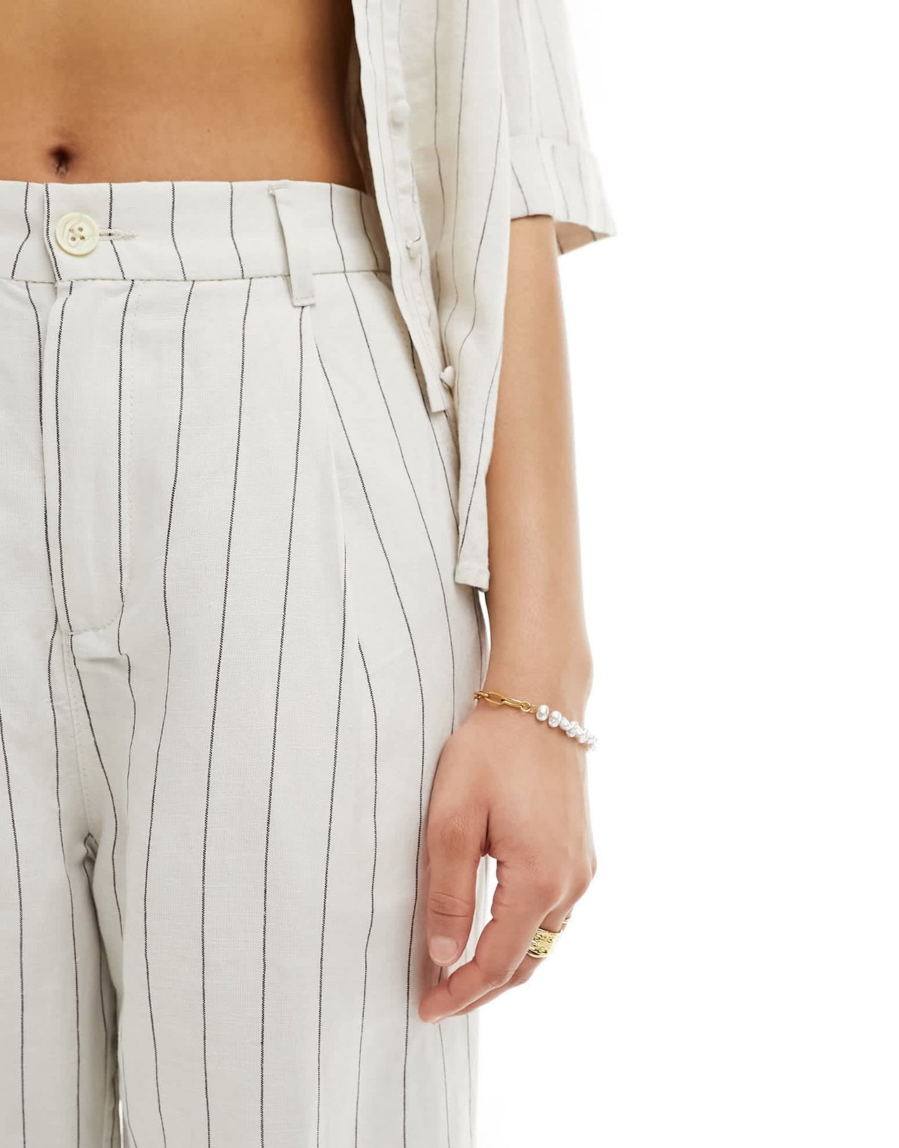 Lindex Ragna co - ord linen blend beach relaxed trouser in beige - ASOS Sample Sale EU Store