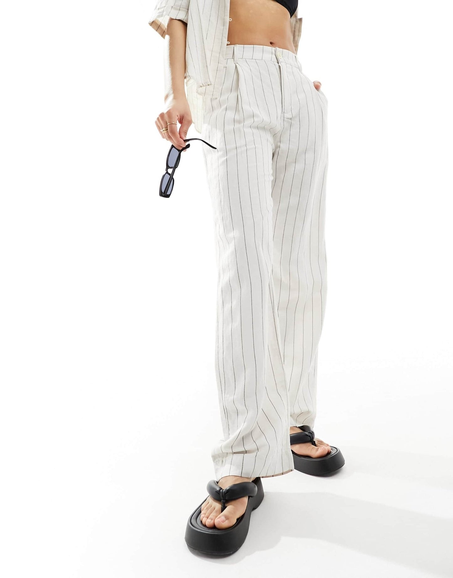 Lindex Ragna co - ord linen blend beach relaxed trouser in beige - ASOS Sample Sale EU Store