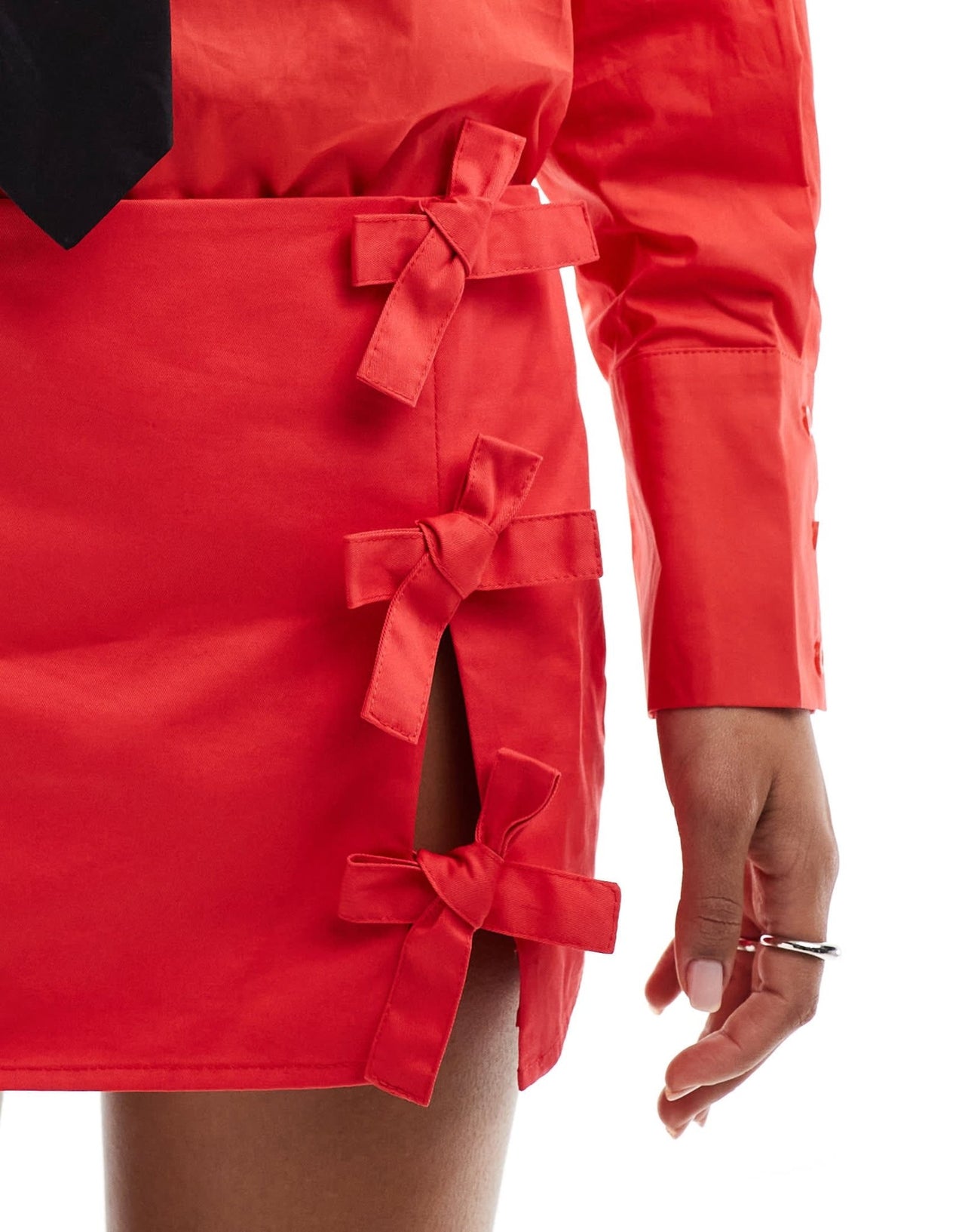 Lioness bow side cut out ultra mini skirt co - ord in red - ASOS Sample Sale EU Store