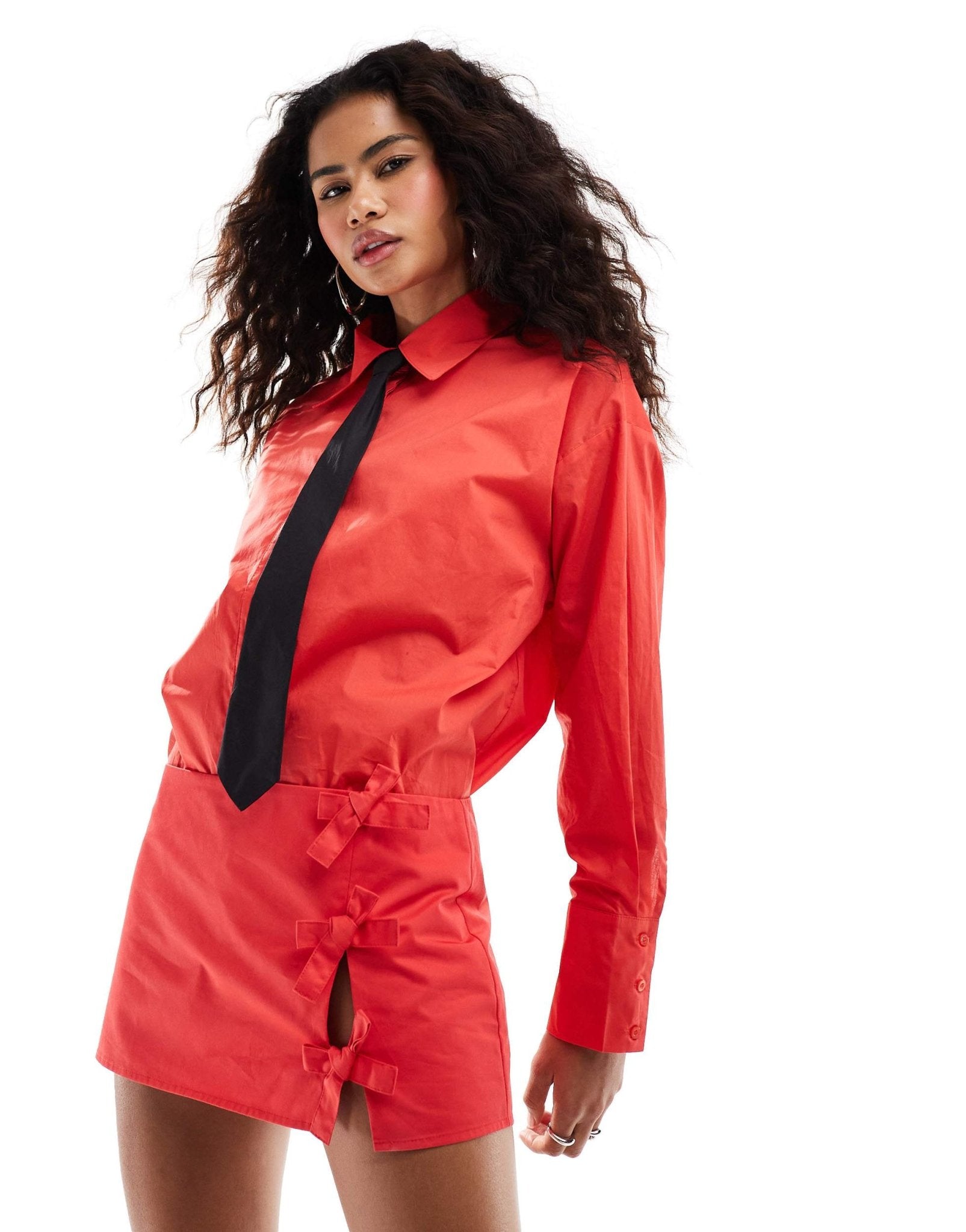 Lioness bow side cut out ultra mini skirt co - ord in red - ASOS Sample Sale EU Store