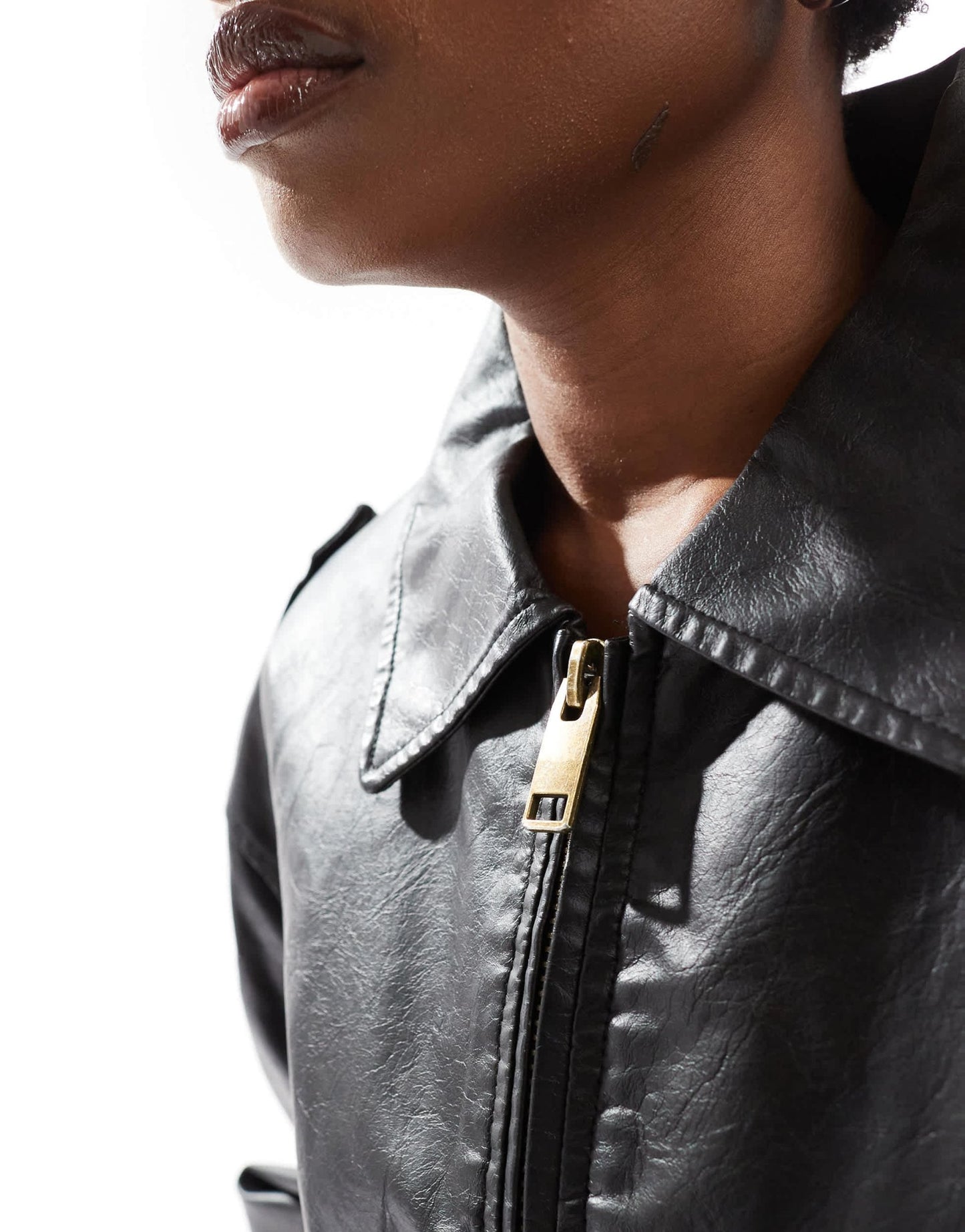 Lioness boxy leather look bomber jacket in black - ASOS Sample Sale EU Store