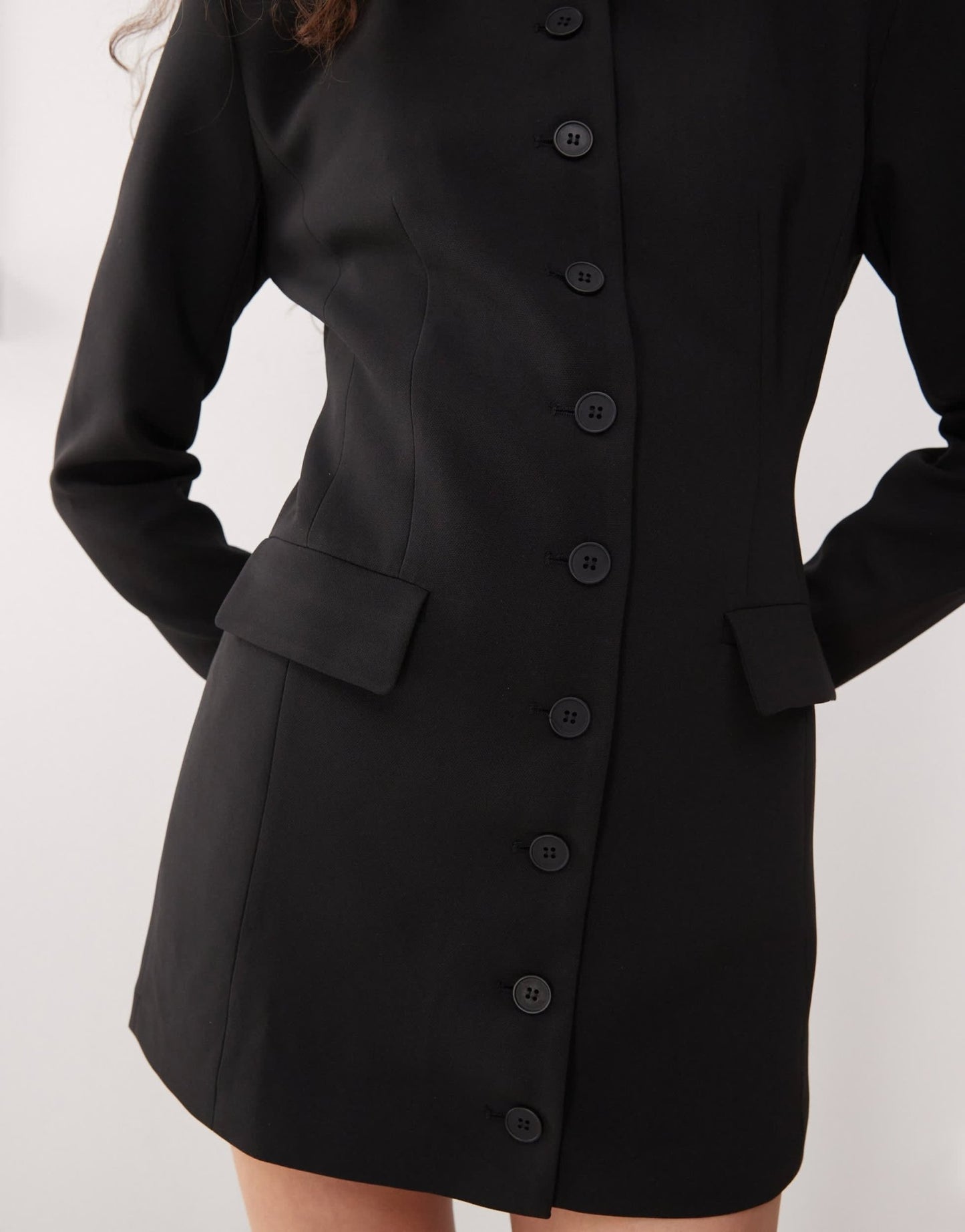 Lioness Cheri structured button front tailored blazer mini dress in black - ASOS Sample Sale EU Store