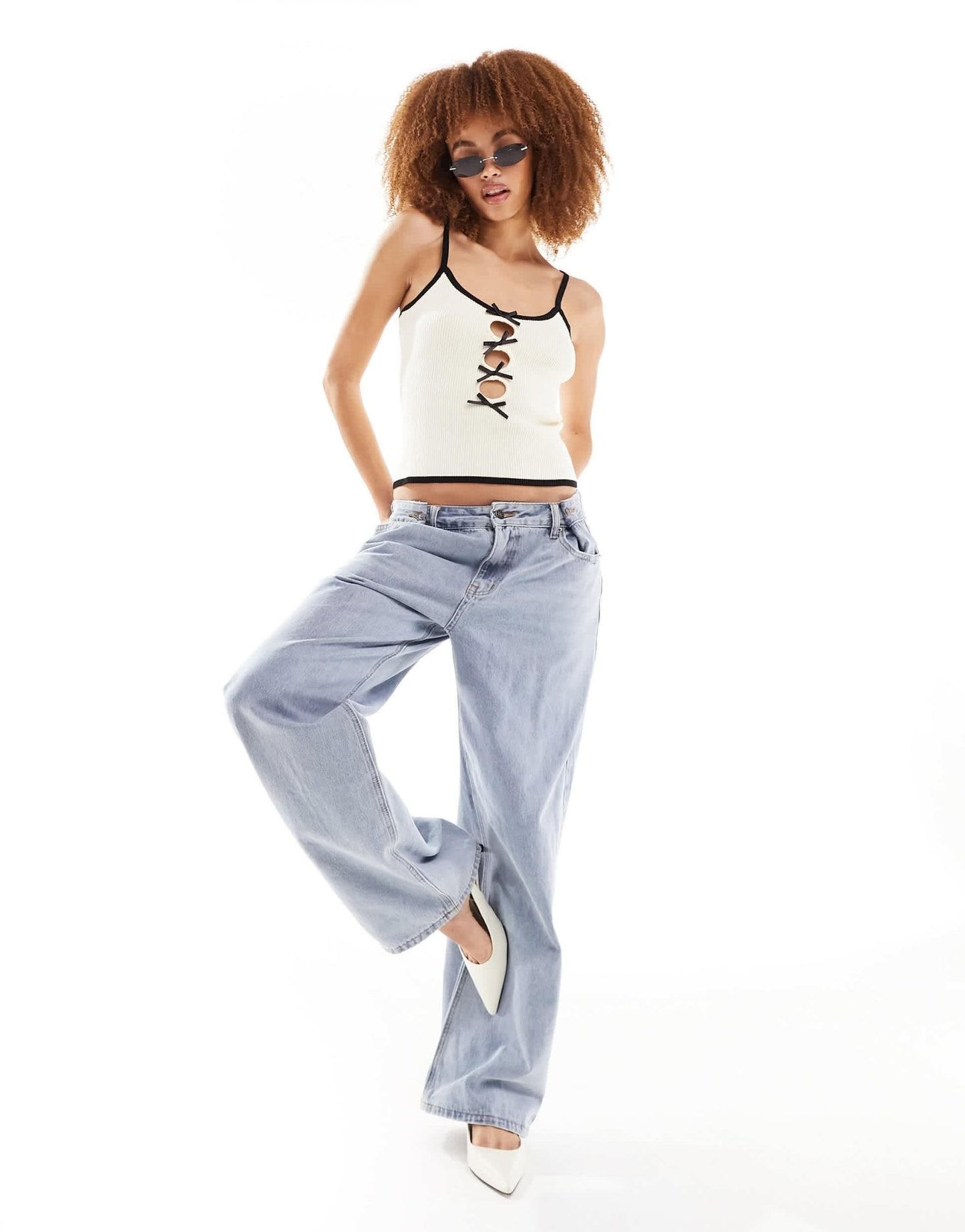 Lioness contrast trim bow detail cami top in white - ASOS Sample Sale EU Store