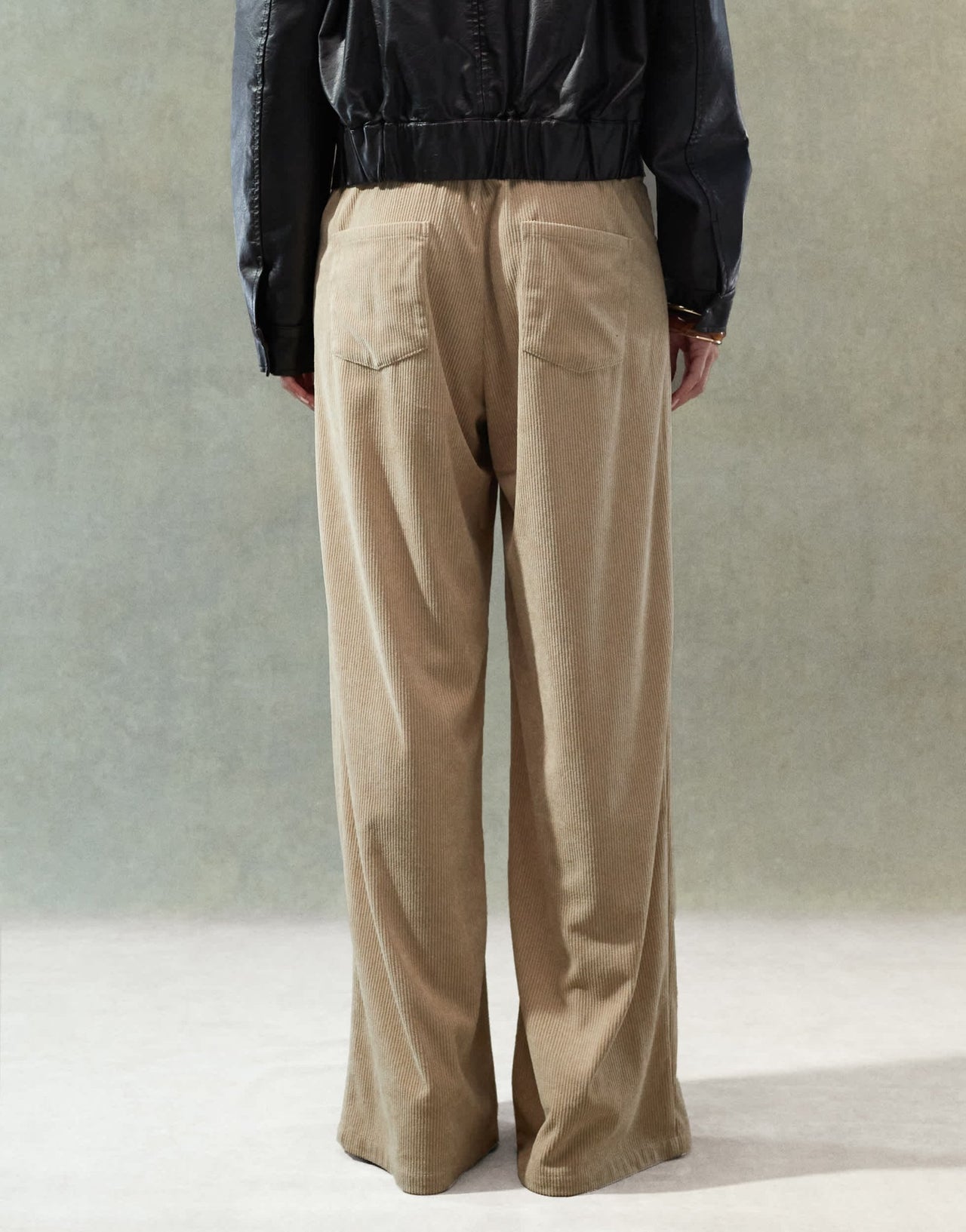 Lioness corduroy slouchy low rise tie detail wide leg trousers in beige - ASOS Sample Sale EU Store