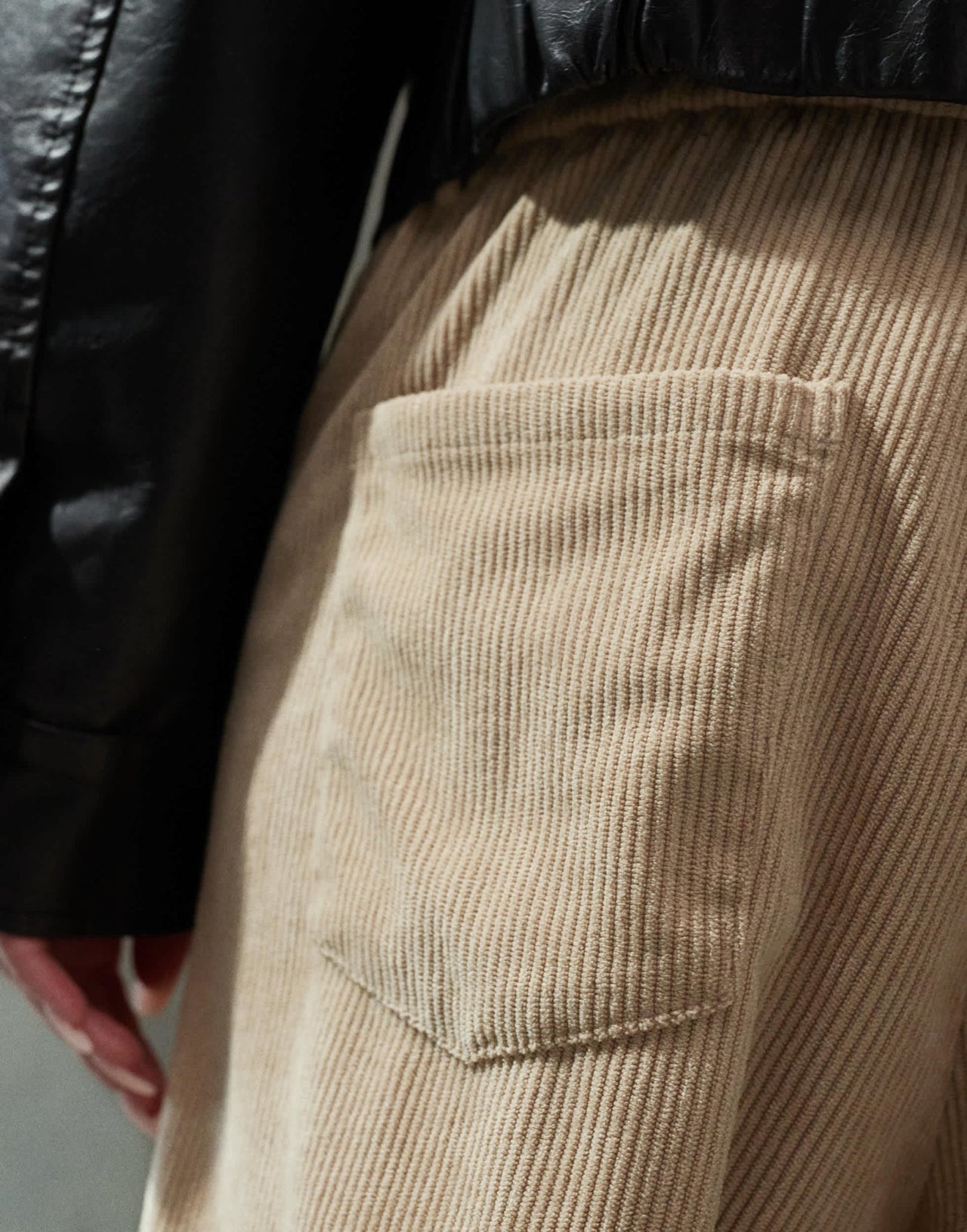 Lioness corduroy slouchy low rise tie detail wide leg trousers in beige - ASOS Sample Sale EU Store