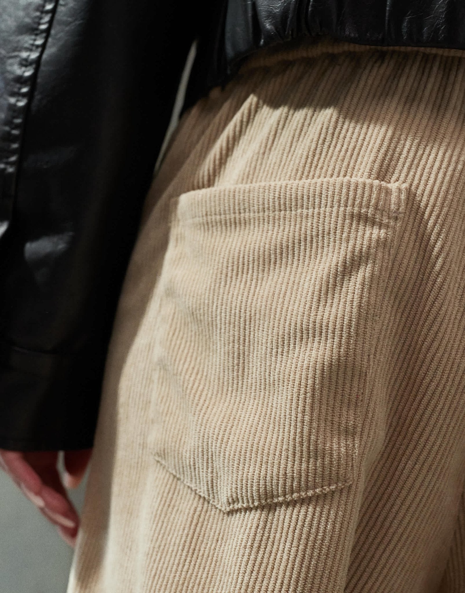 Lioness corduroy slouchy low rise tie detail wide leg trousers in beige - ASOS Sample Sale EU Store