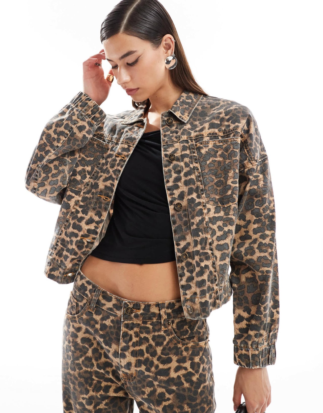 Lioness denim jacket co - ord in leopard - ASOS Sample Sale EU Store