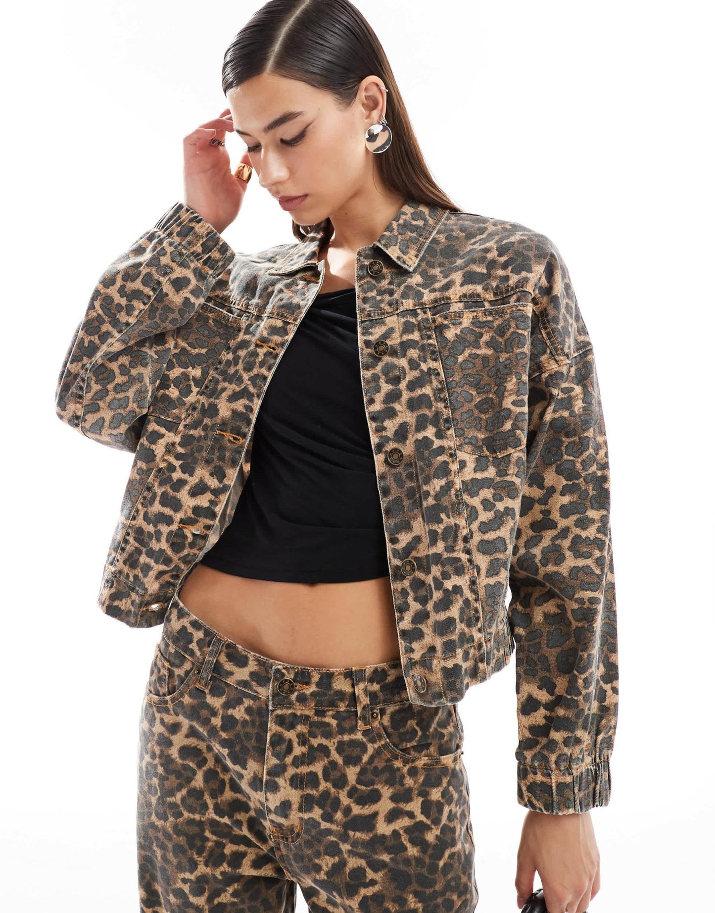 Lioness denim jacket co - ord in leopard - ASOS Sample Sale EU Store