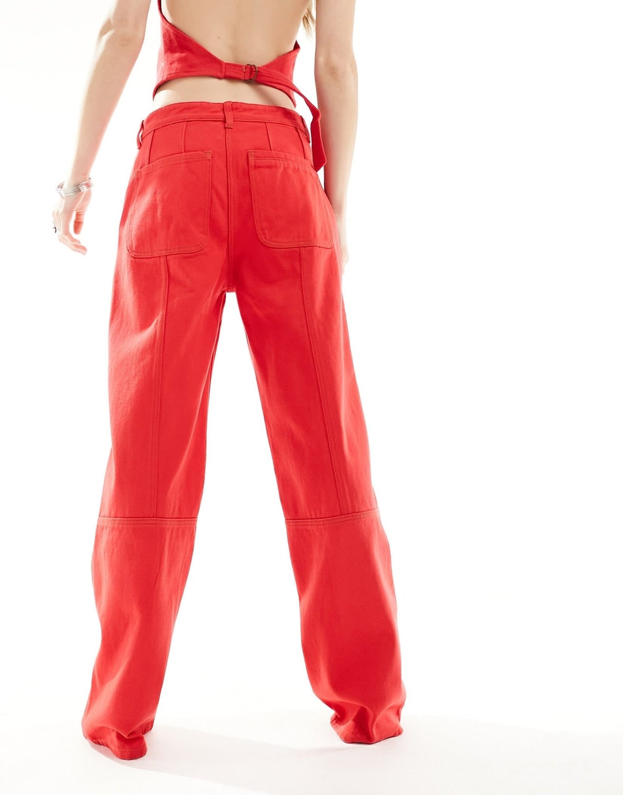 Lioness denim wide leg lowrise jeans co - ord in red - ASOS Sample Sale EU Store