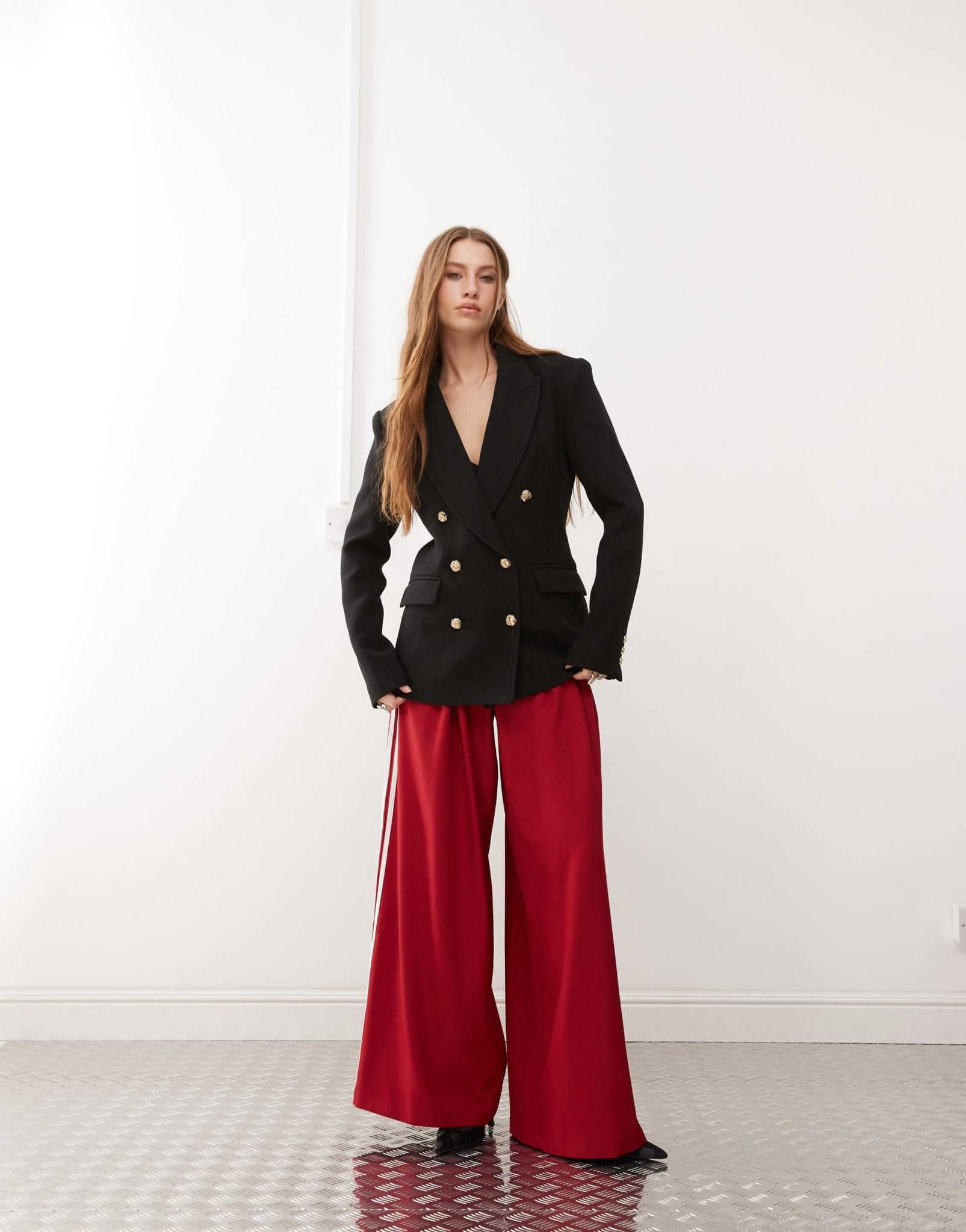 Lioness double breasted blazer with gold button hardware in black - ASOS Sample Sale EU Store