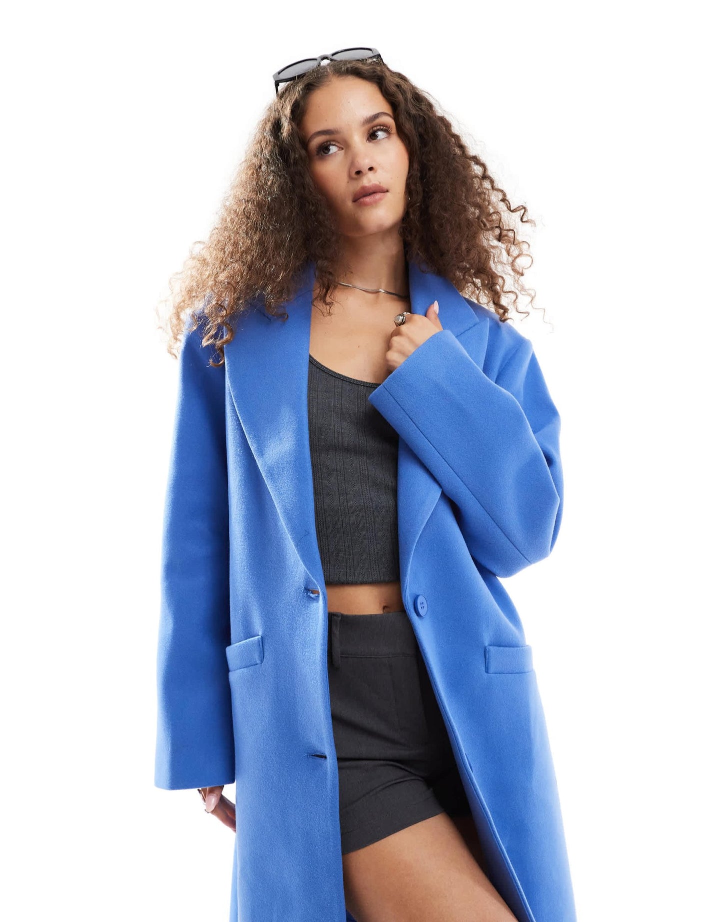Lioness formal drop shoulder maxi coat in cobalt - ASOS Sample Sale EU Store