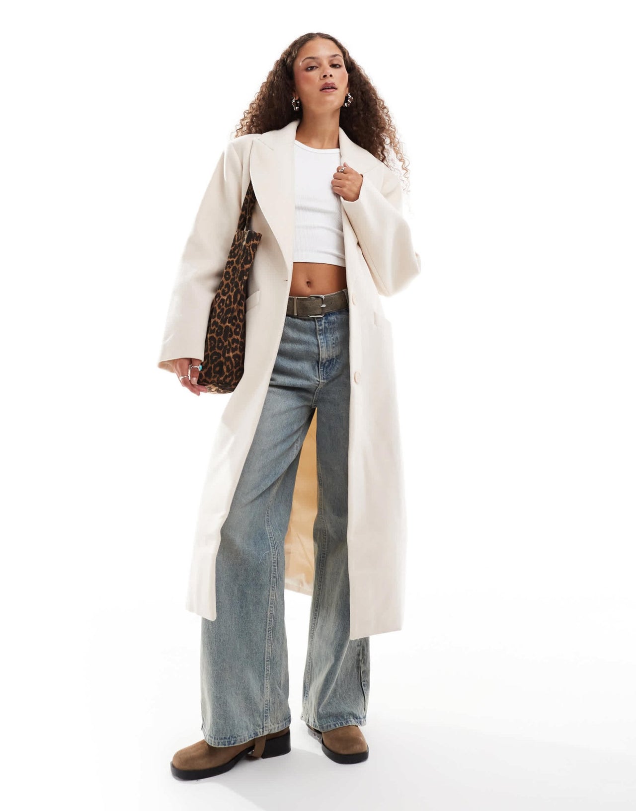 Lioness formal wool look maxi coat in cream - ASOS Sample Sale EU Store