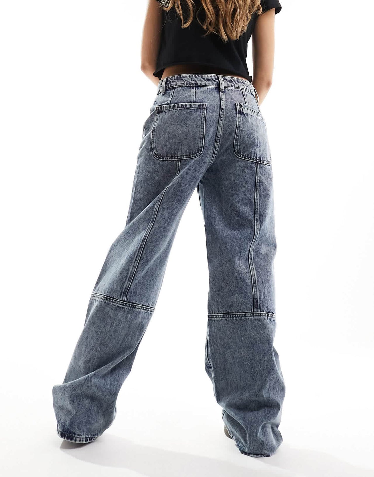 Lioness low rise seam detail baggy jeans in dark acid blue wash - ASOS Sample Sale EU Store