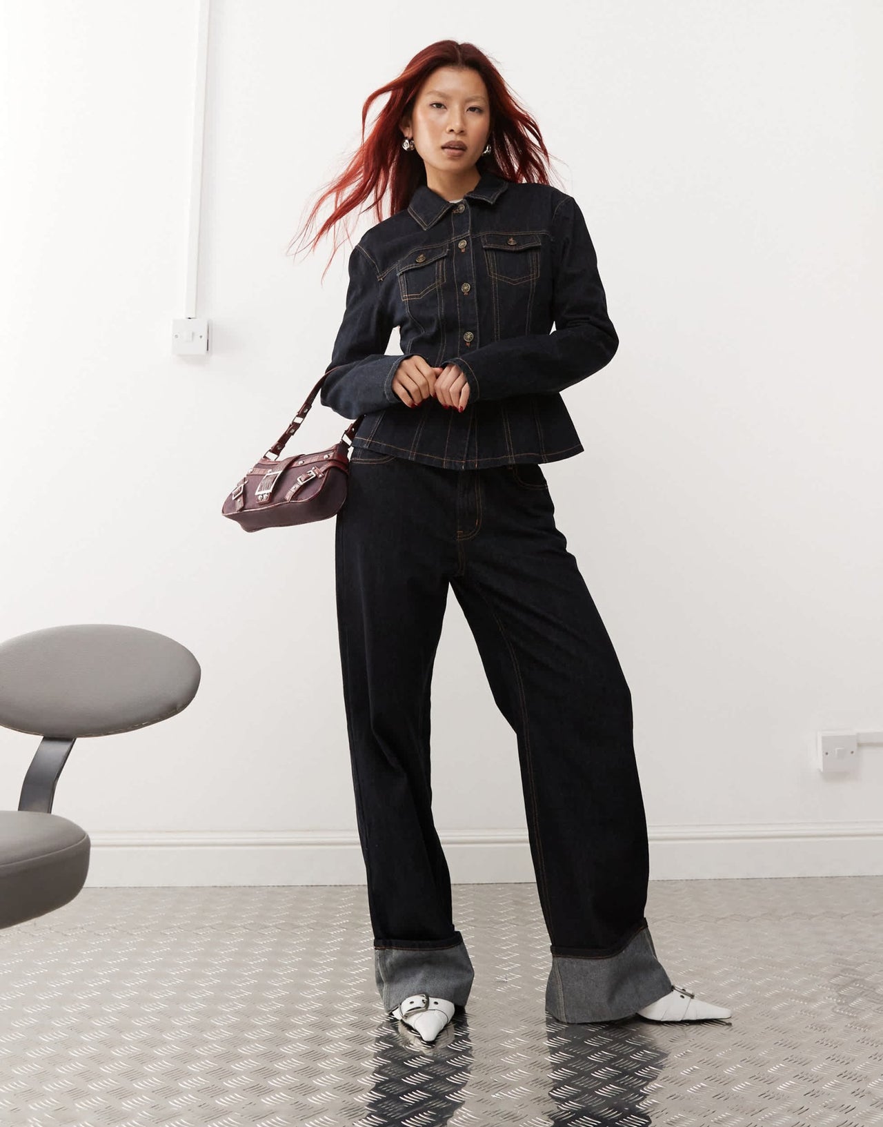 Lioness Rider cinch detail denim jacket co - ord in dark wash denim - ASOS Sample Sale EU Store