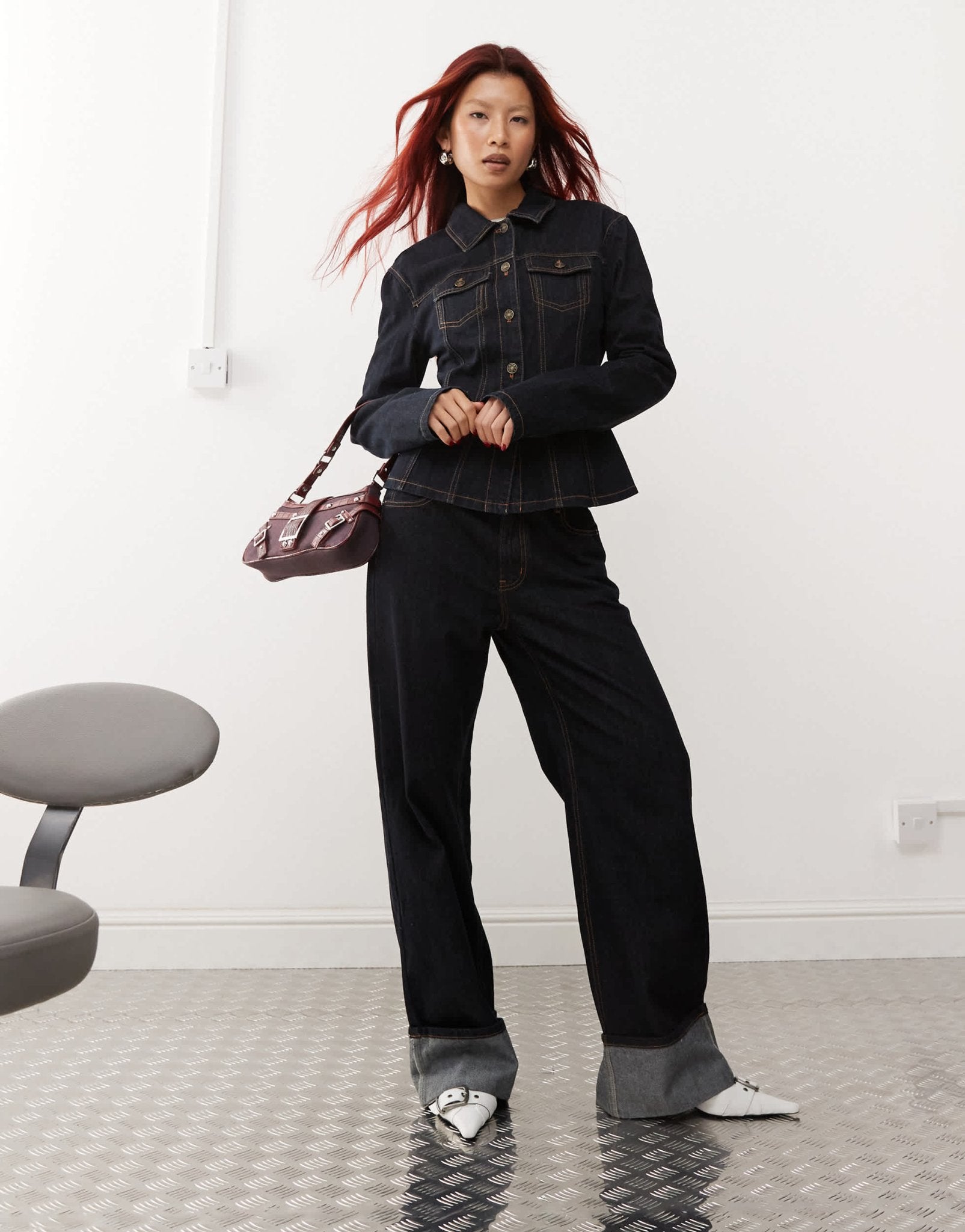 Lioness Rider cinch detail denim jacket co - ord in dark wash denim - ASOS Sample Sale EU Store
