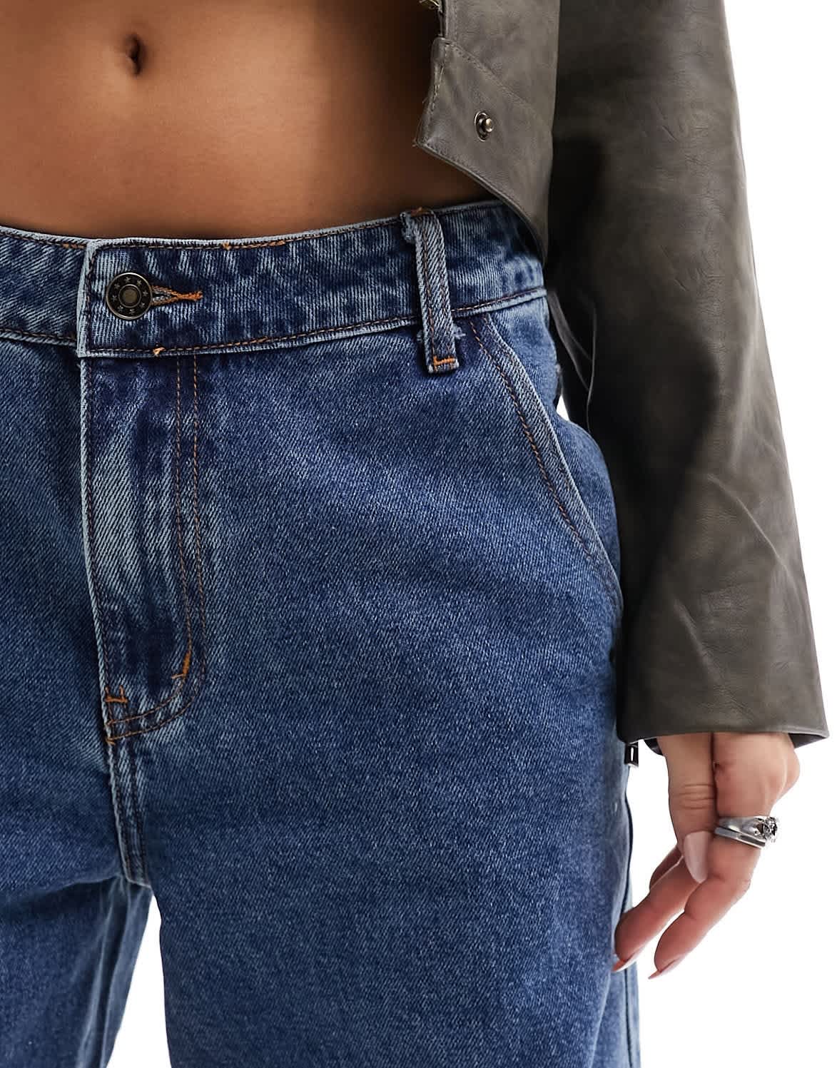Lioness seam detail wide leg jeans in blue wash - ASOS Sample Sale EU Store