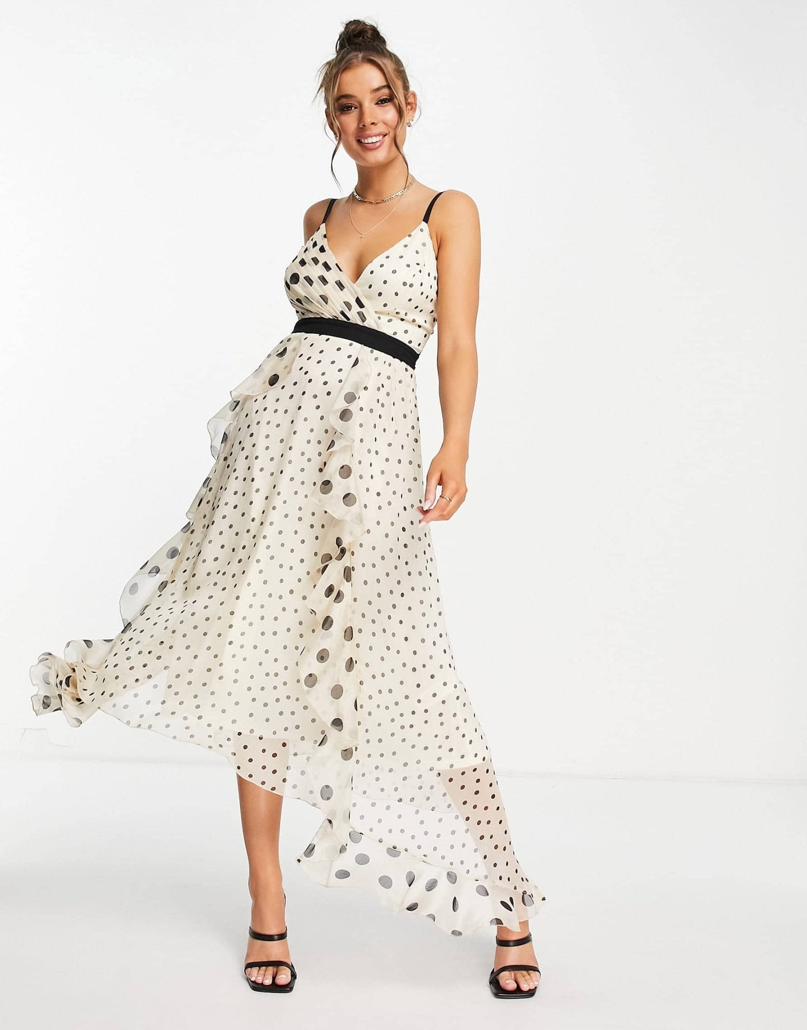 Lipsy mixed spot maxi dress in mono - ASOS Sample Sale EU Store