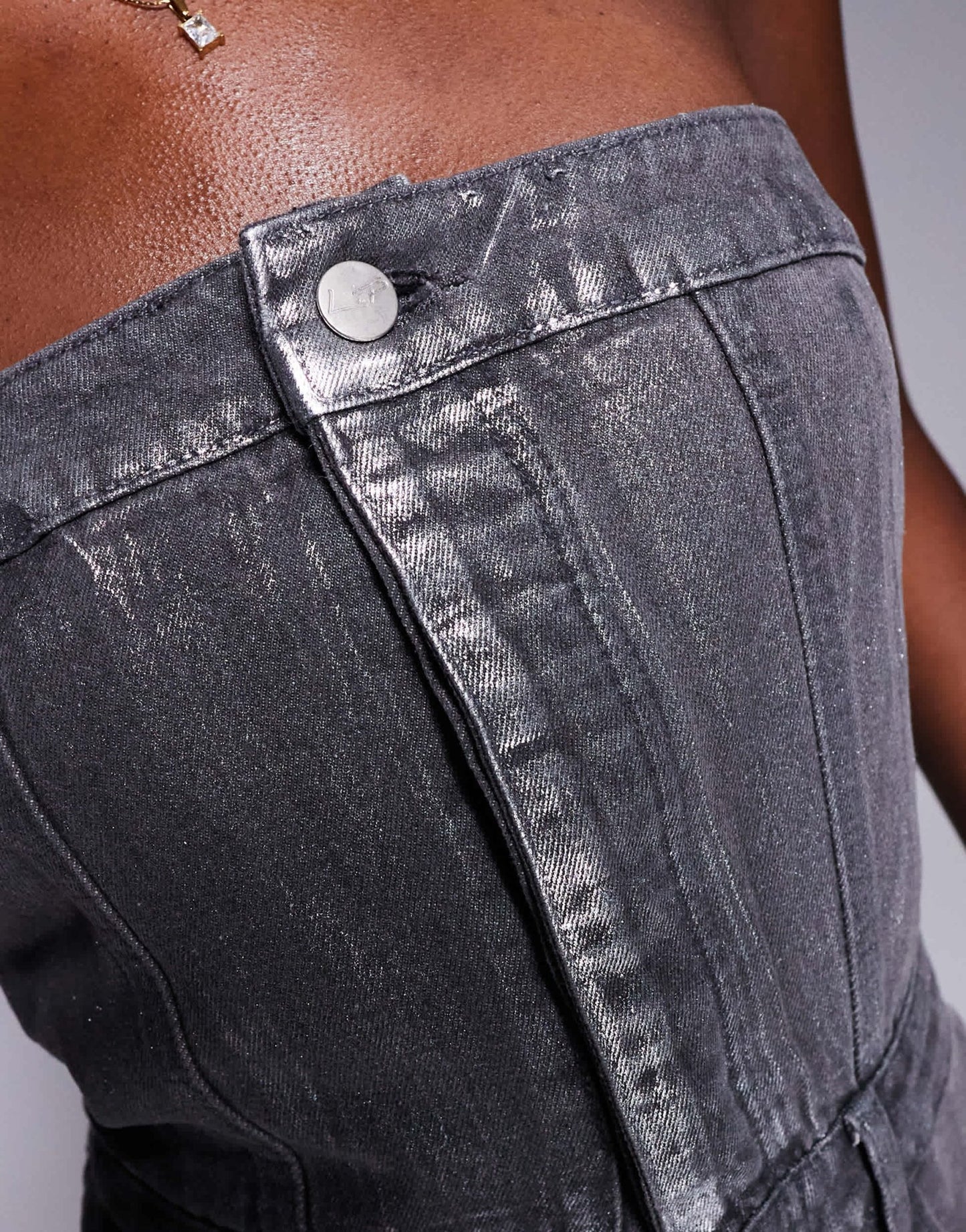 Liquor N Poker bandeau panel detail jumpsuit in metallic silver - ASOS Sample Sale EU Store
