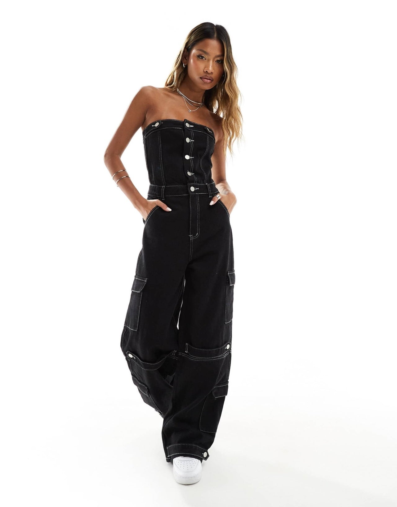 Liquor N Poker denim bandeau jumpsuit - ASOS Sample Sale EU Store