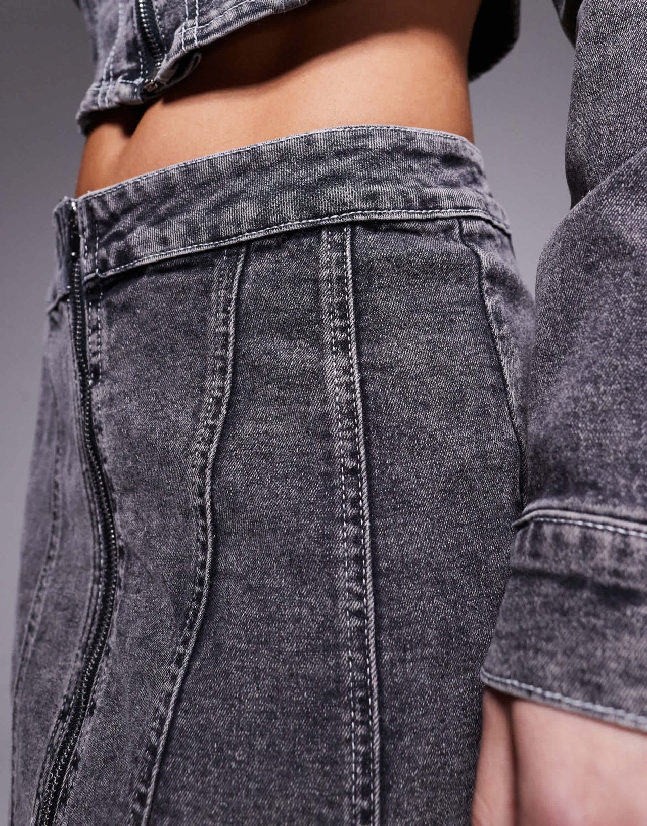 Liquor N Poker denim contrast stitch mini skirt in dark denim - ASOS Sample Sale EU Store